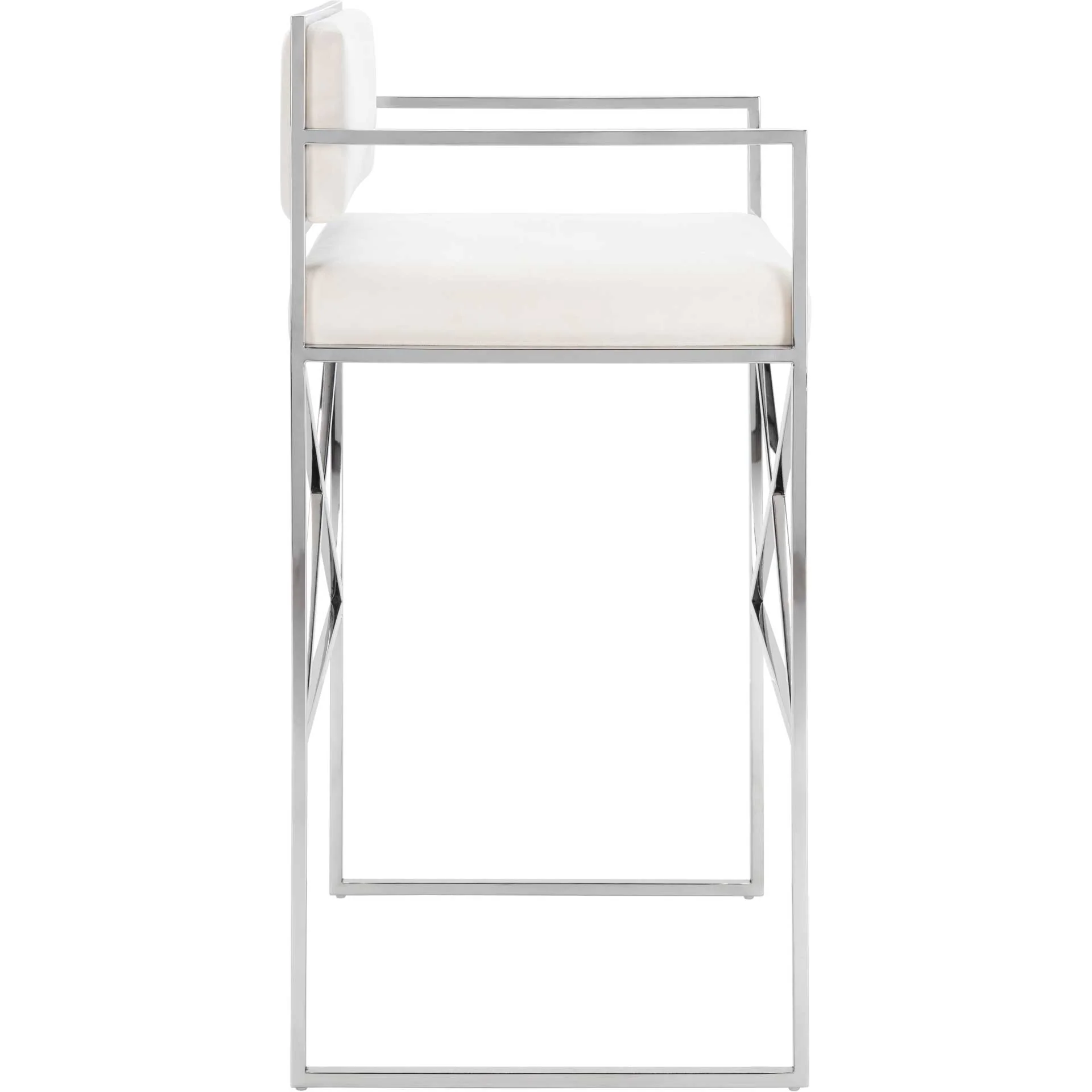 King Velvet Directors Stool White/Silver - Image 3