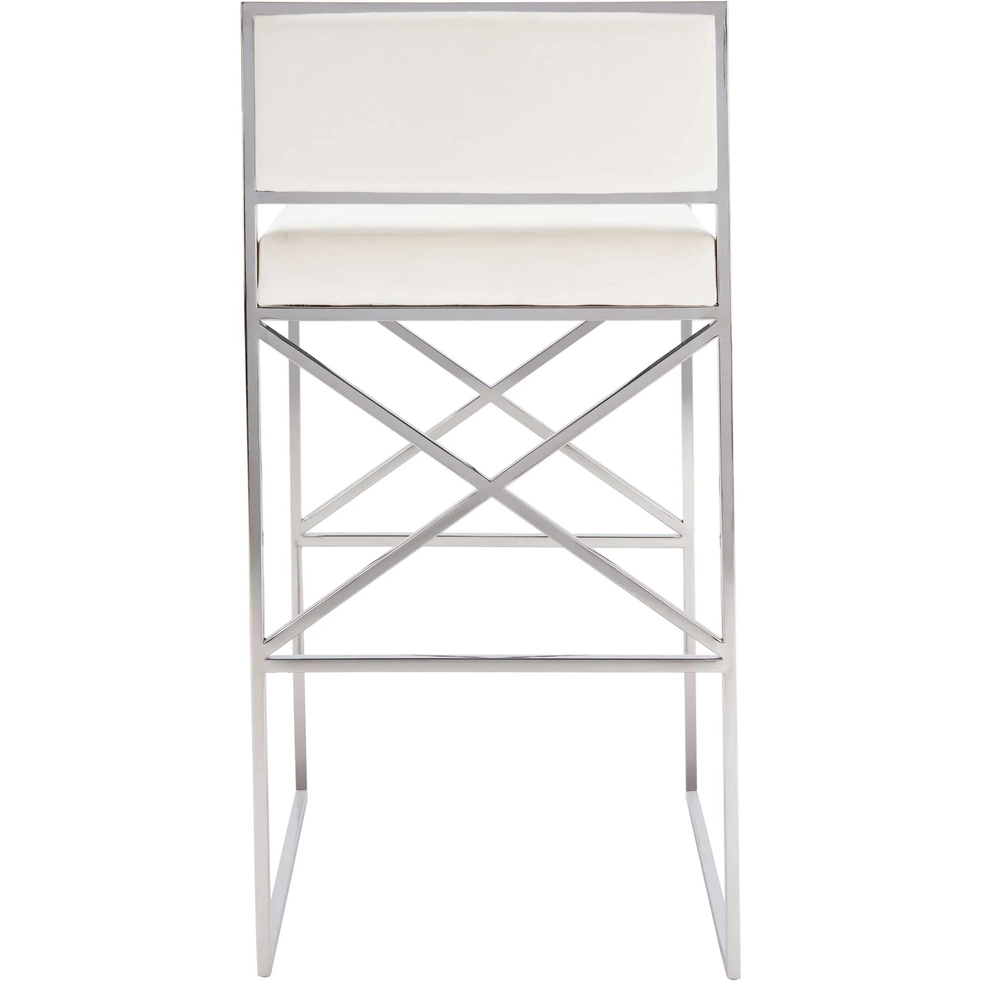 King Velvet Directors Stool White/Silver - Image 4