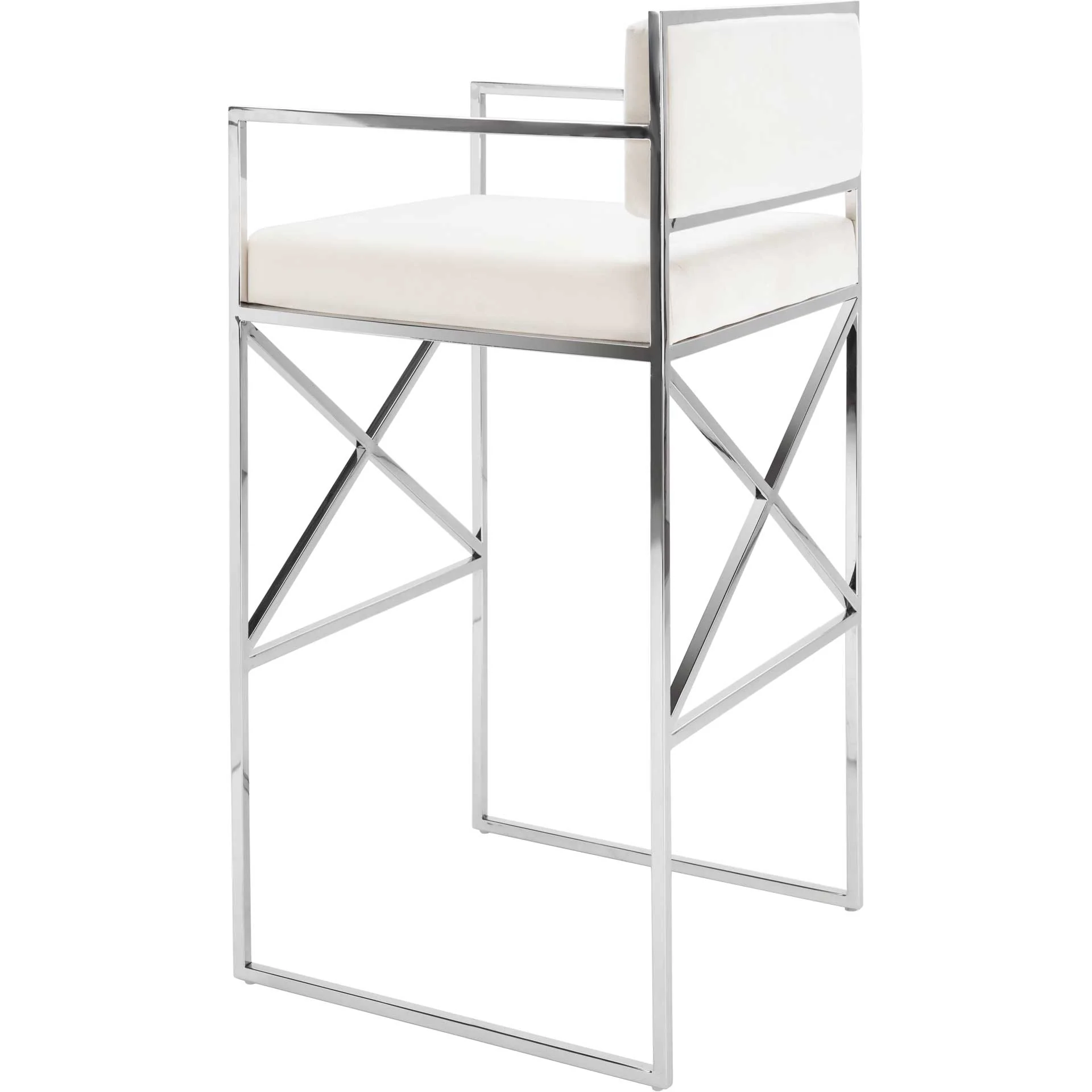 King Velvet Directors Stool White/Silver - Image 5