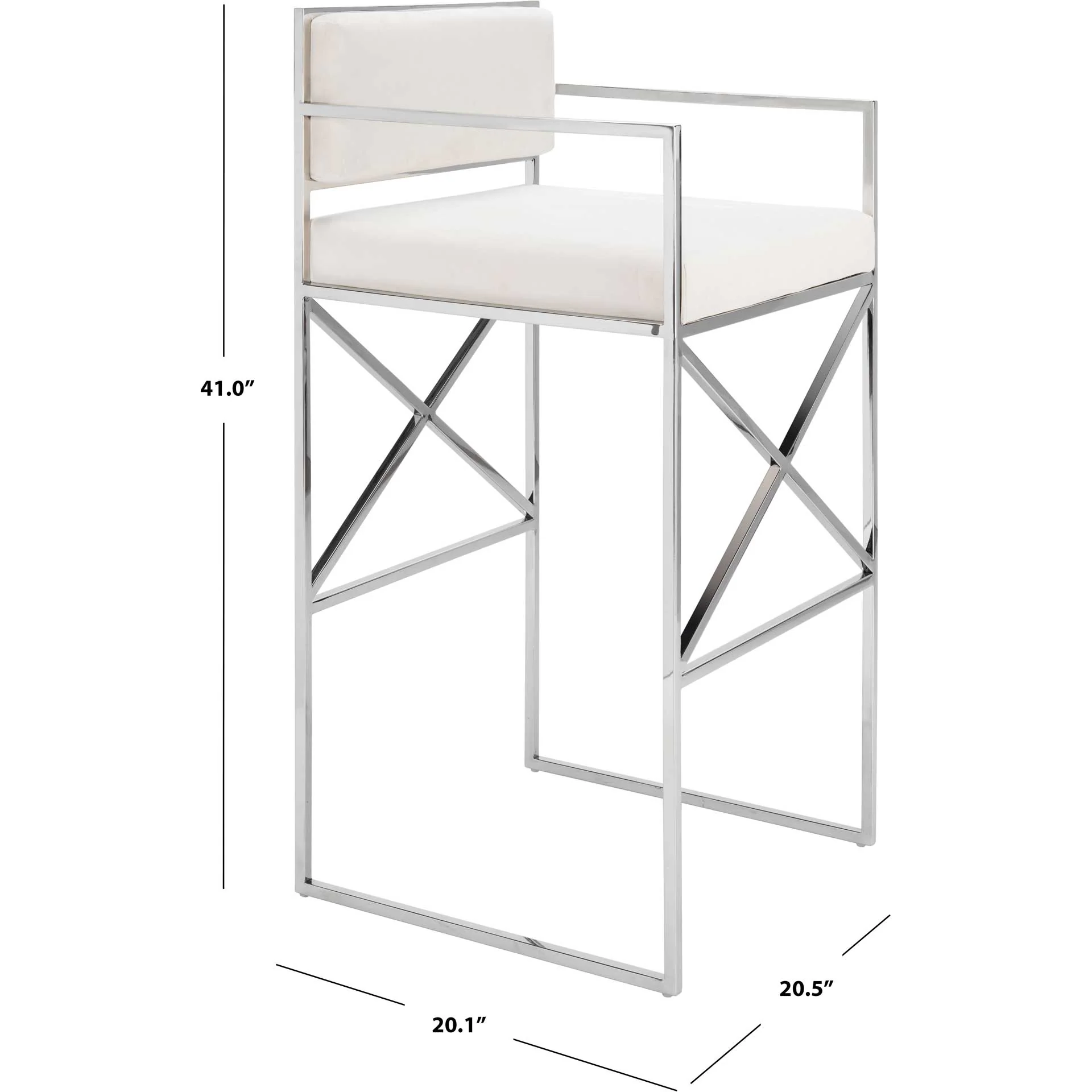 King Velvet Directors Stool White/Silver - Image 6
