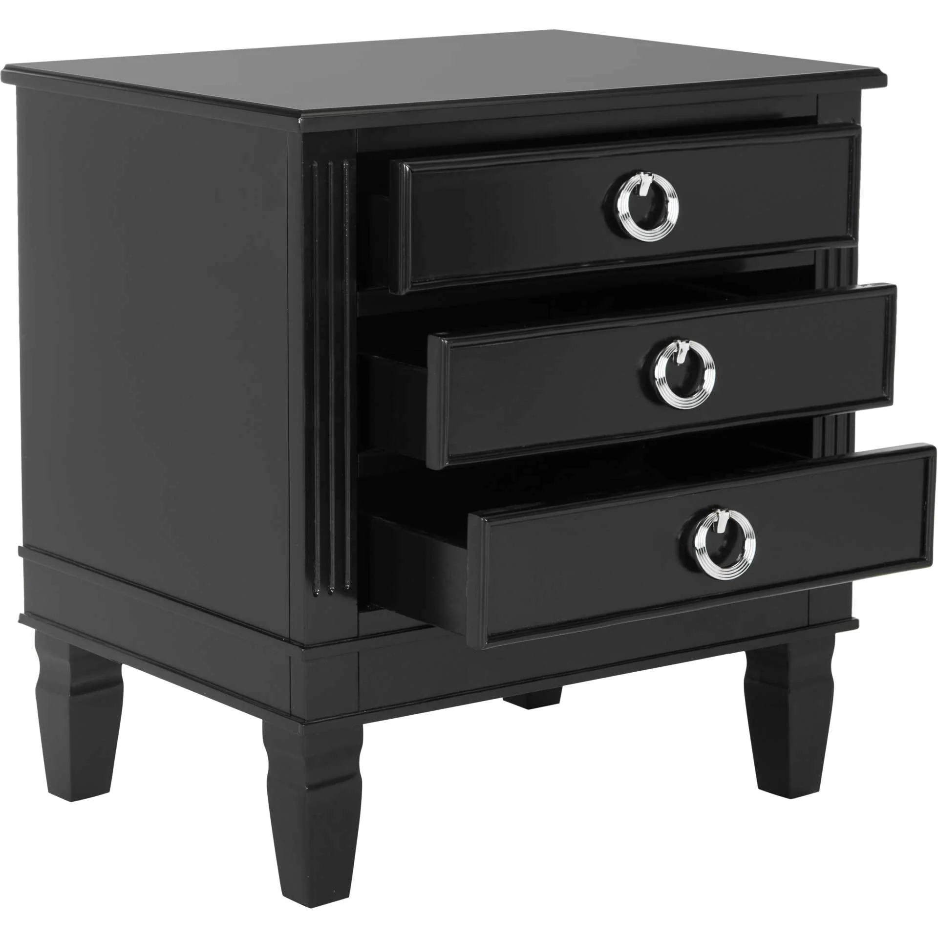 Kinsley Three Drawer Nightstand Black - Image 2