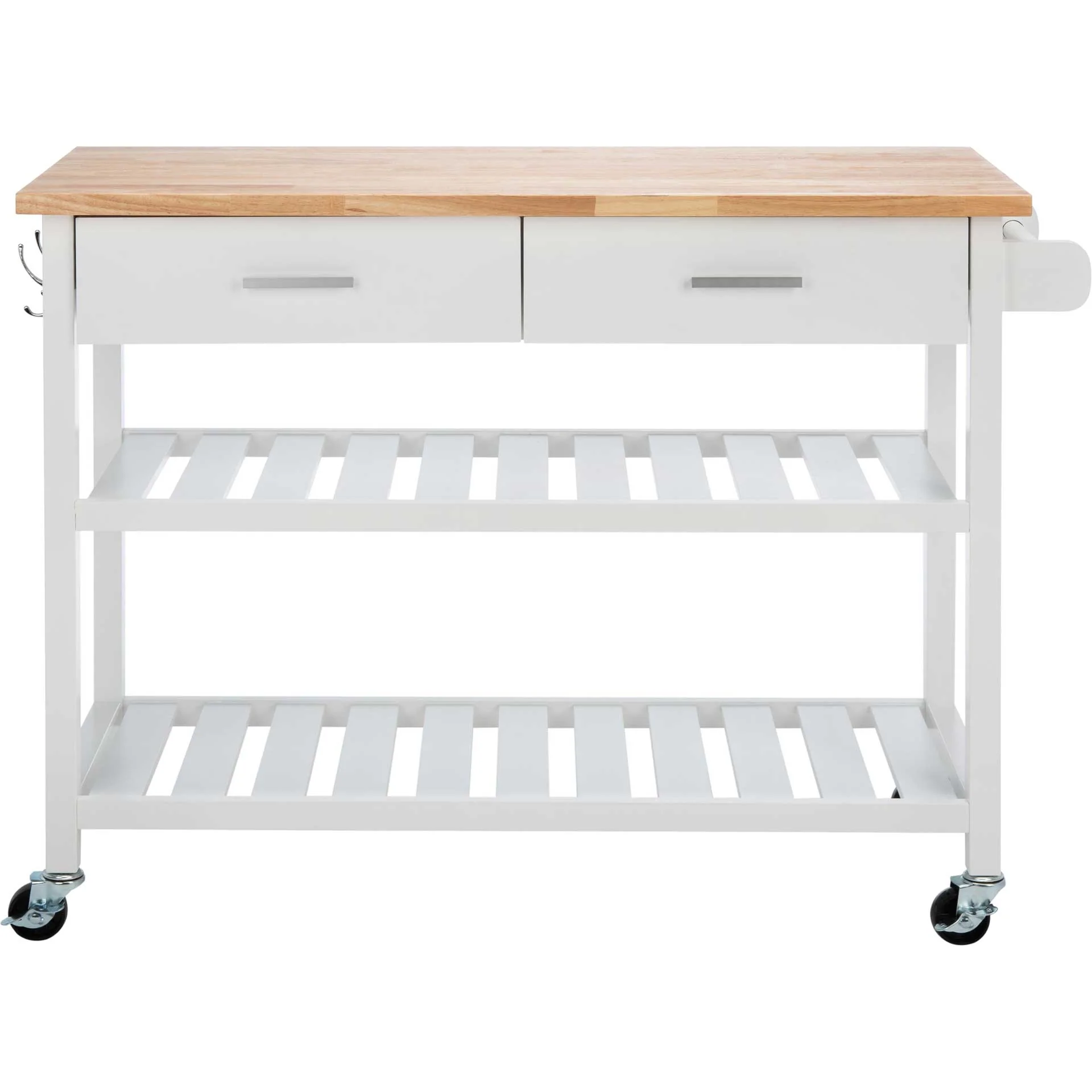 Kinston 2 Drawer 2 Shelf Kitchen Cart White/Natural - Image 2