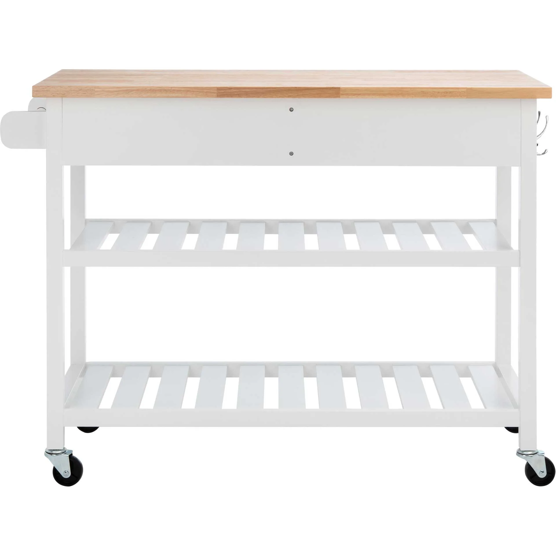 Kinston 2 Drawer 2 Shelf Kitchen Cart White/Natural - Image 3