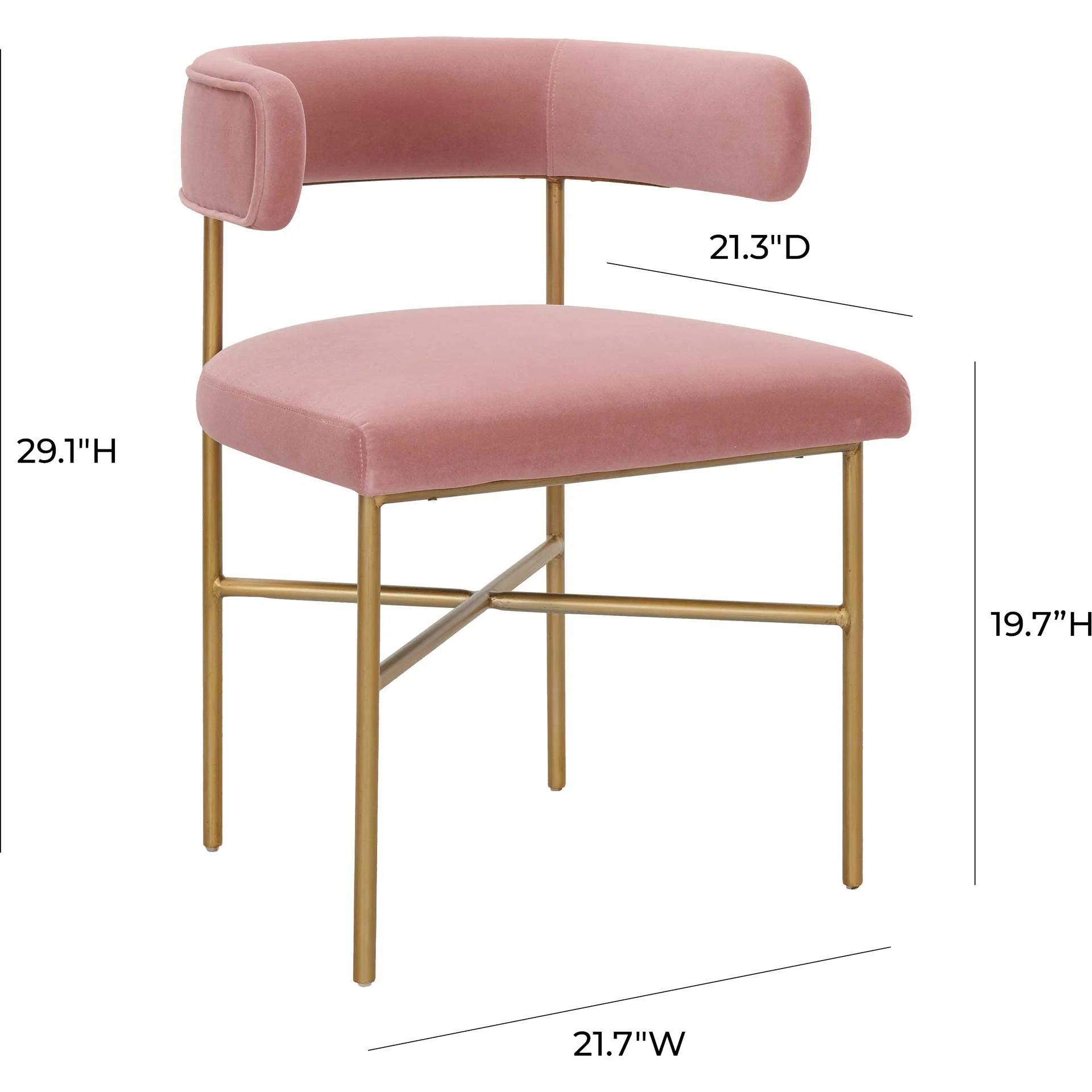 Kira Performance Velvet Chair Blush - Image 6