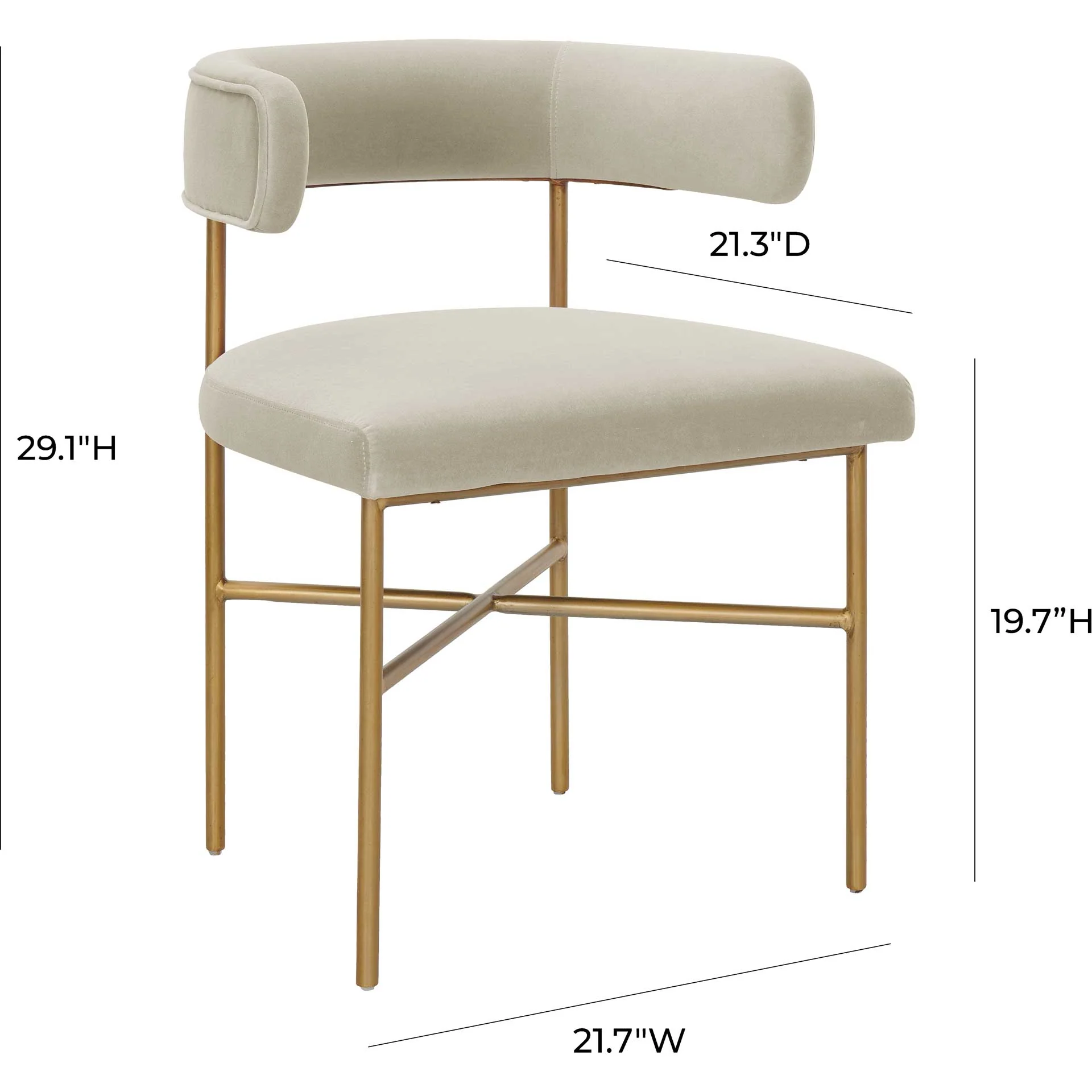 Kira Performance Velvet Chair Cream - Image 6