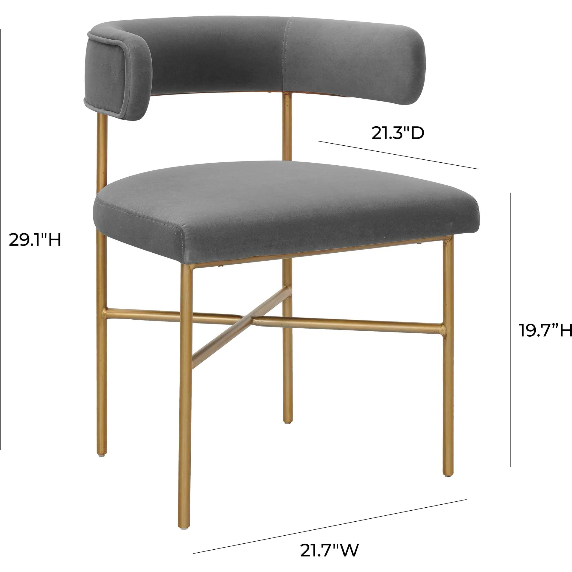Kira Performance Velvet Chair Gray - Image 5