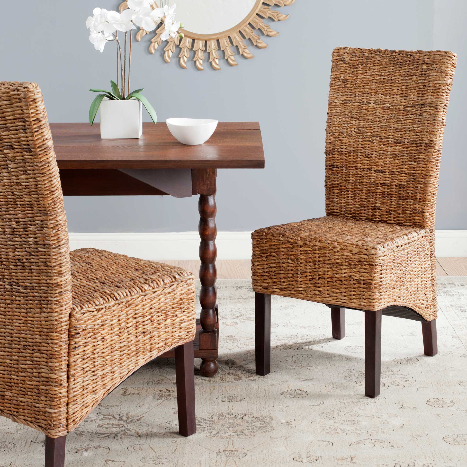 Kisii Rattan Side Chair Natural/Dark Brown (Set of 2) - Image 6