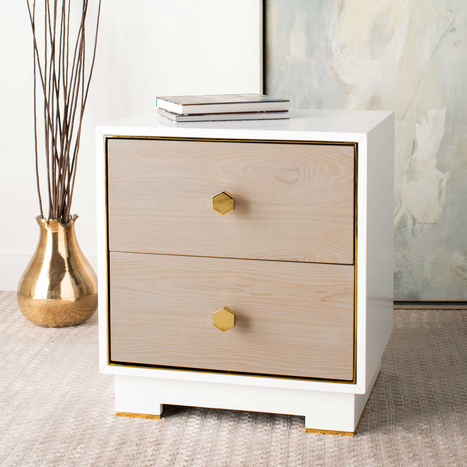 Kobe 2 Drawer Nightstand White/Gold - Image 10