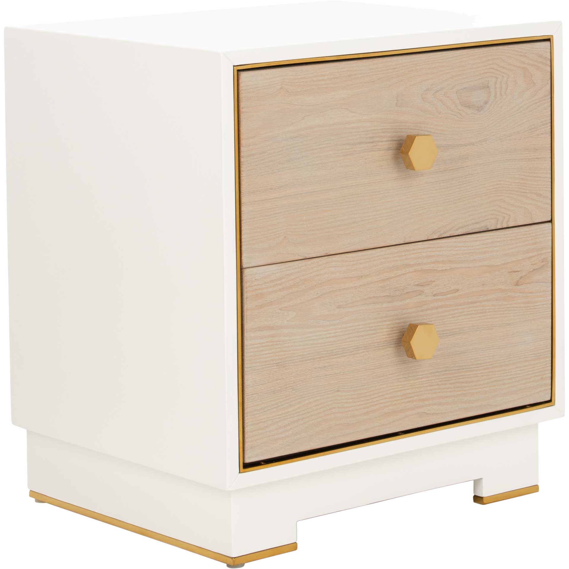 Kobe 2 Drawer Nightstand White/Gold - Image 2