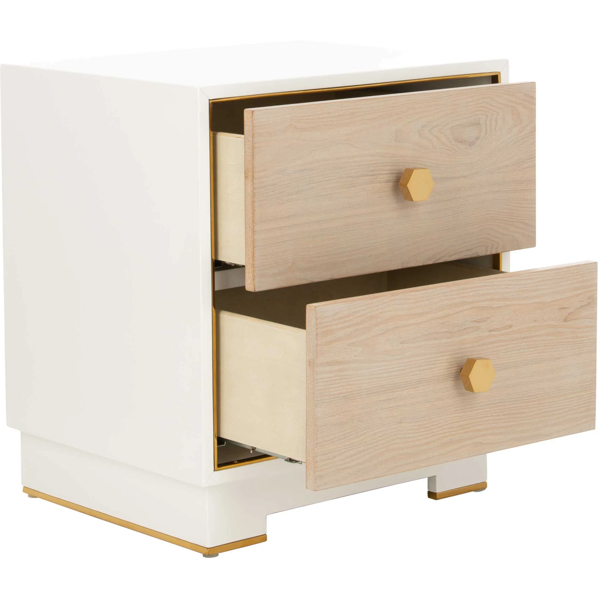 Kobe 2 Drawer Nightstand White/Gold - Image 7