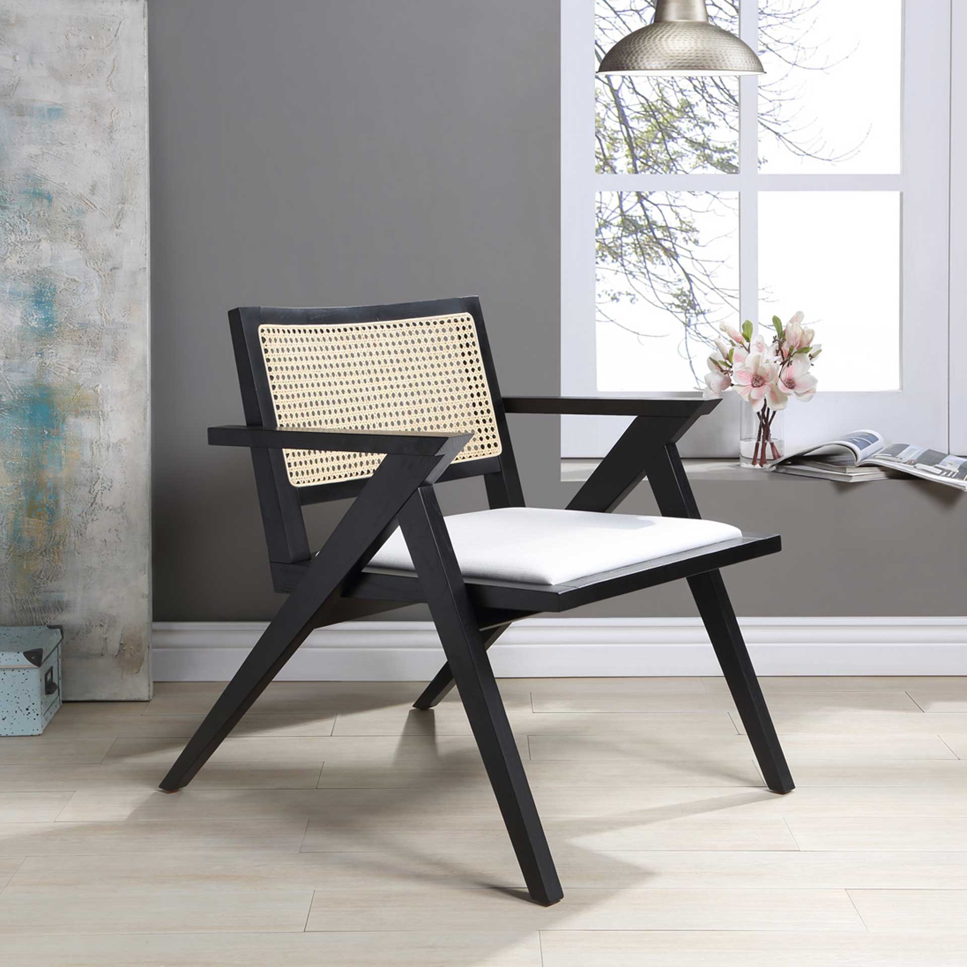 Kral Rattan Accent Chair Black/White - Image 4