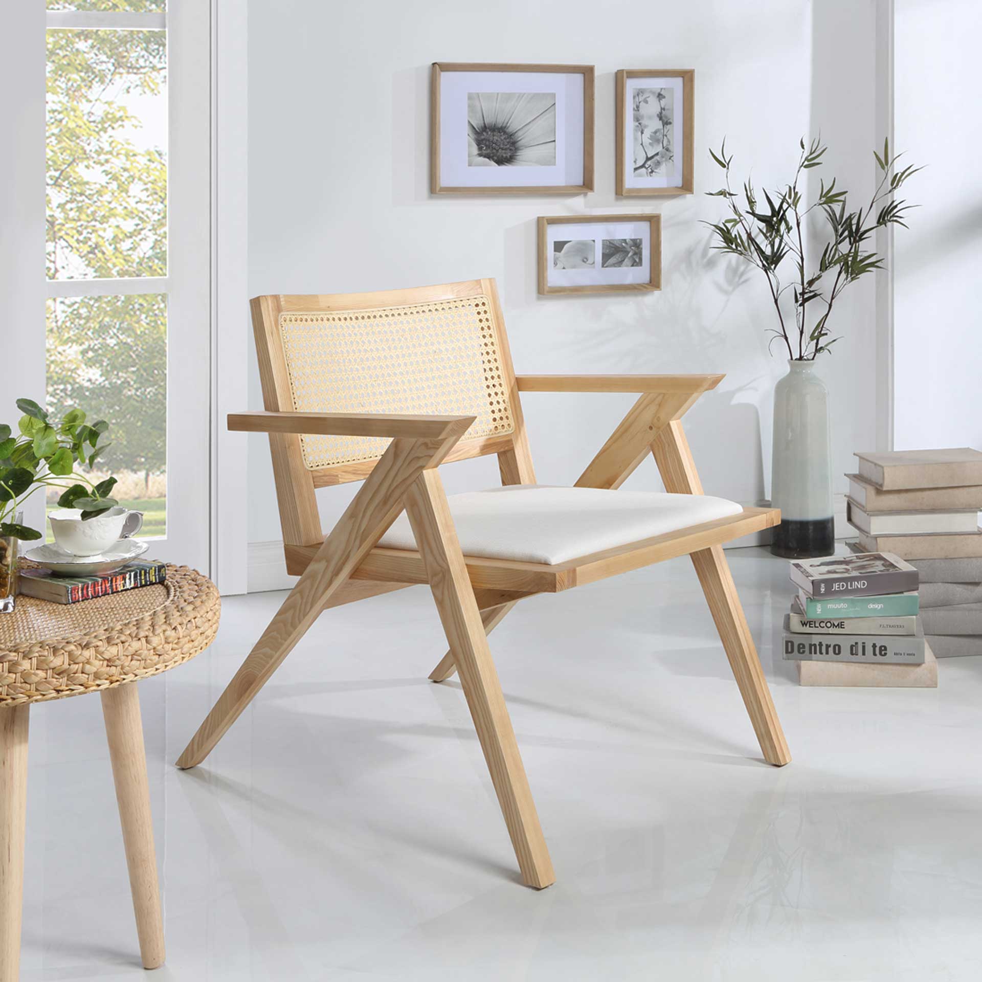 Kral Rattan Accent Chair Natural/White - Image 4