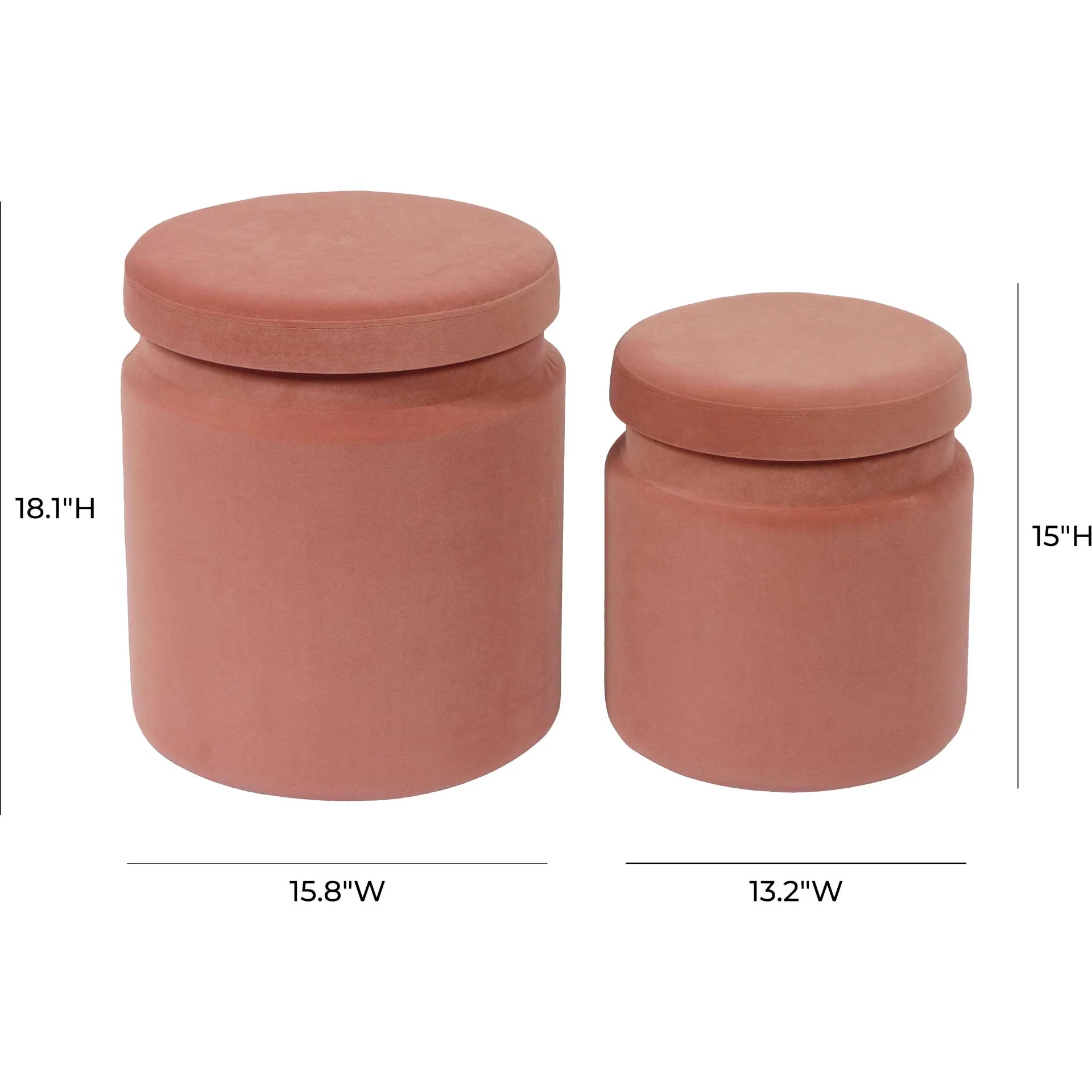 Kristy Velvet Storage Ottomans Salmon - Image 6