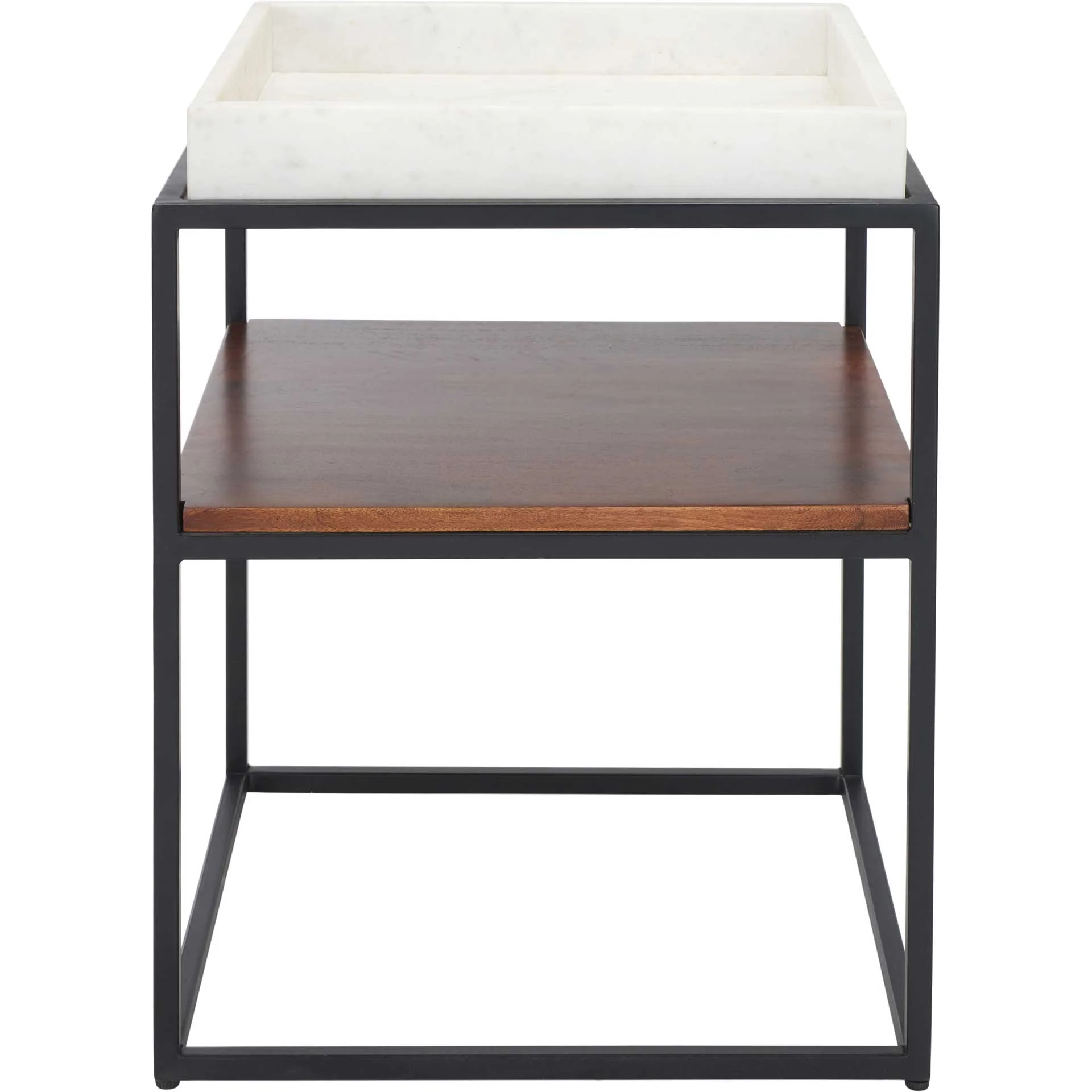 Kylen 2 Tier Accent Table White/Walnut/Black - Image 2