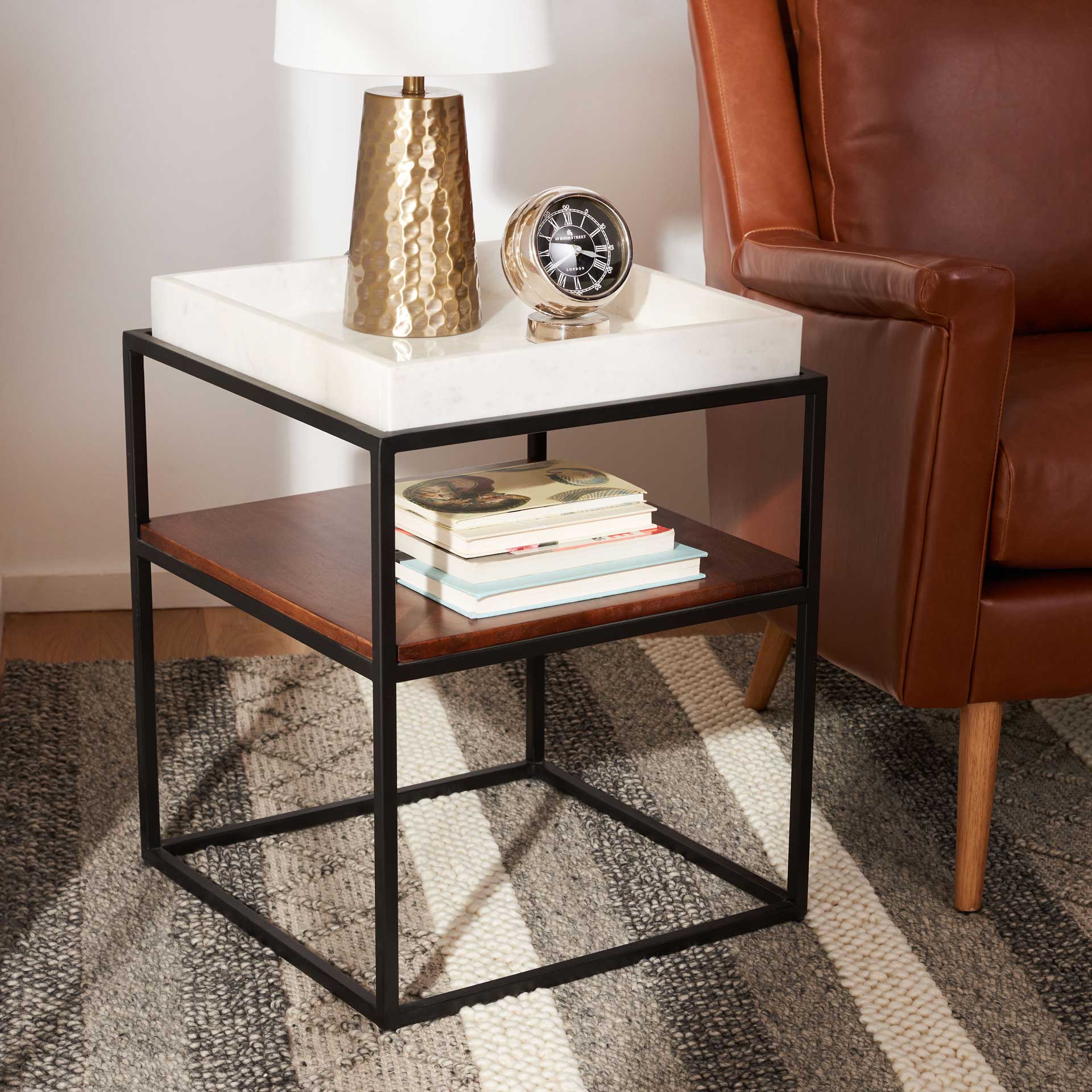 Kylen 2 Tier Accent Table White/Walnut/Black - Image 5