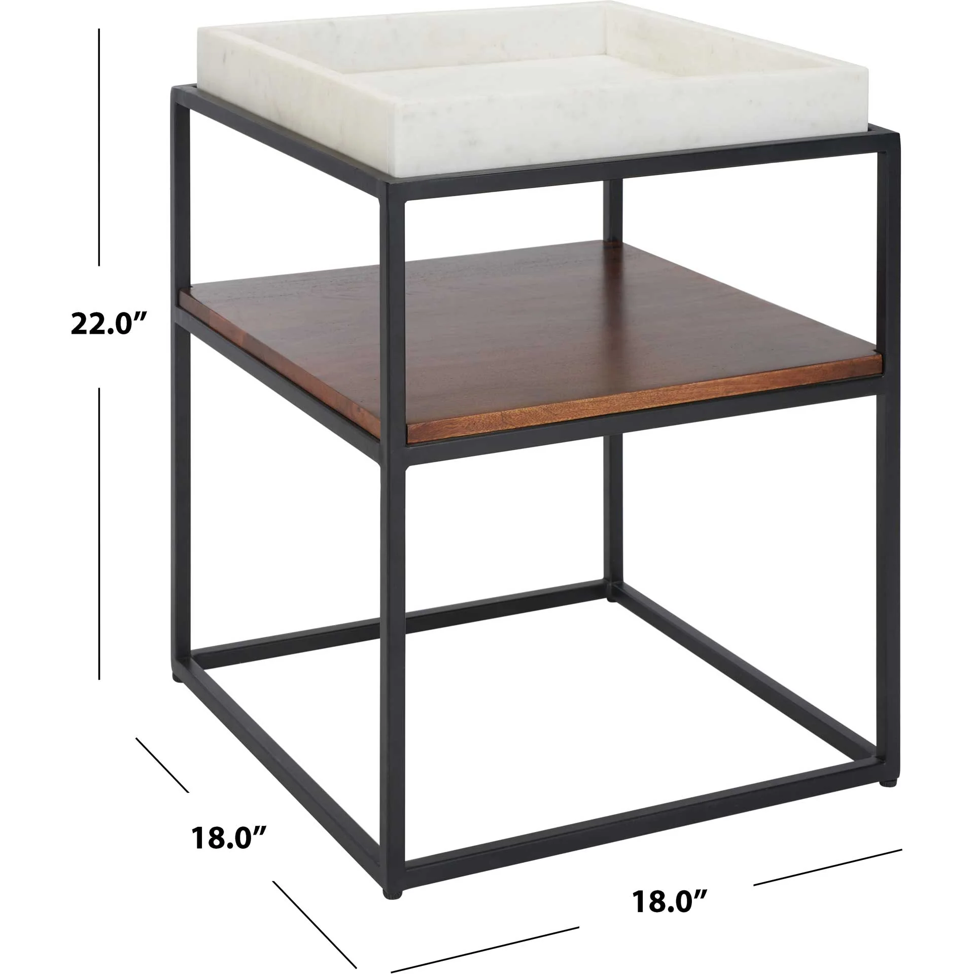 Kylen 2 Tier Accent Table White/Walnut/Black - Image 6