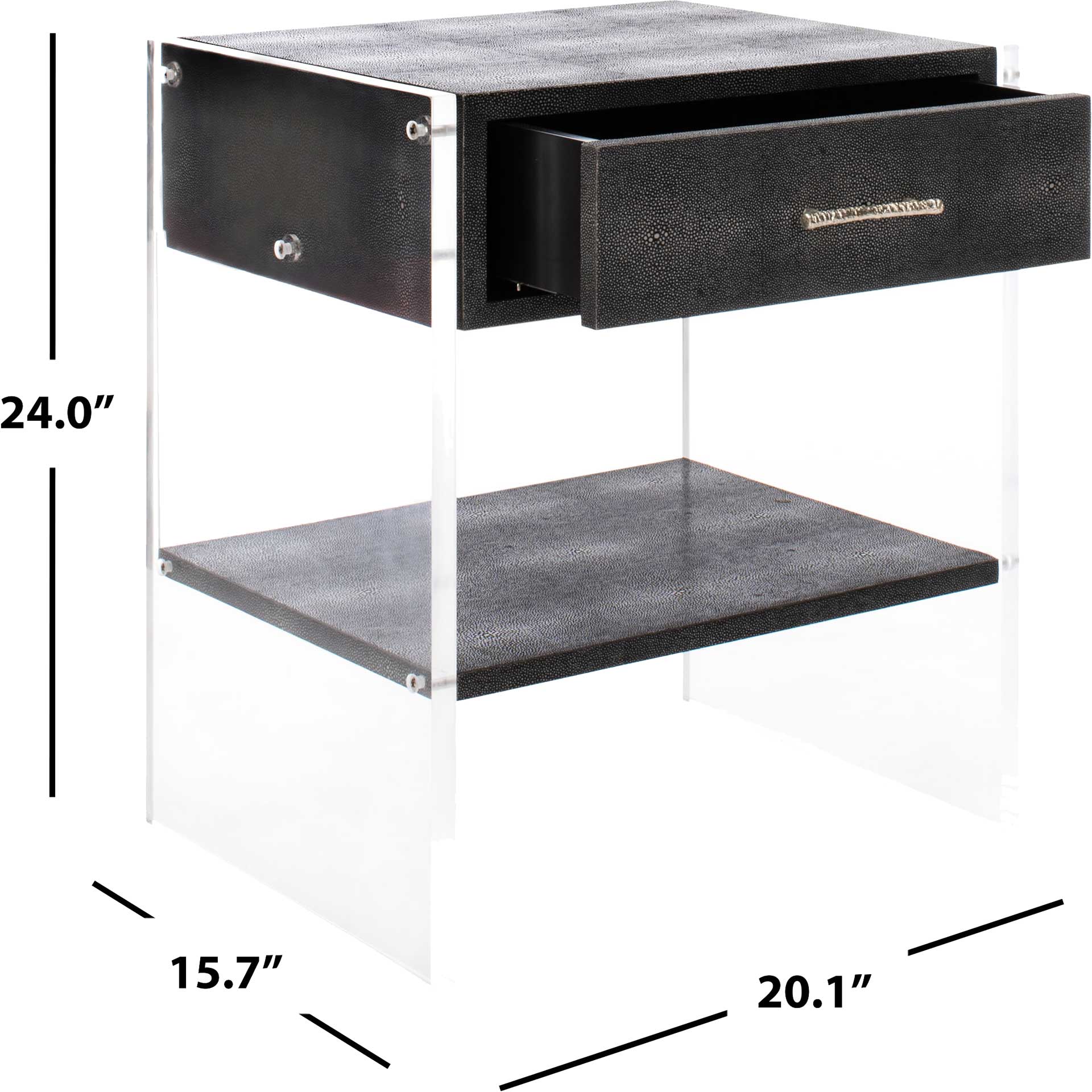 Kyler 1 Drawer Acrylic Nightstand Black - Image 8