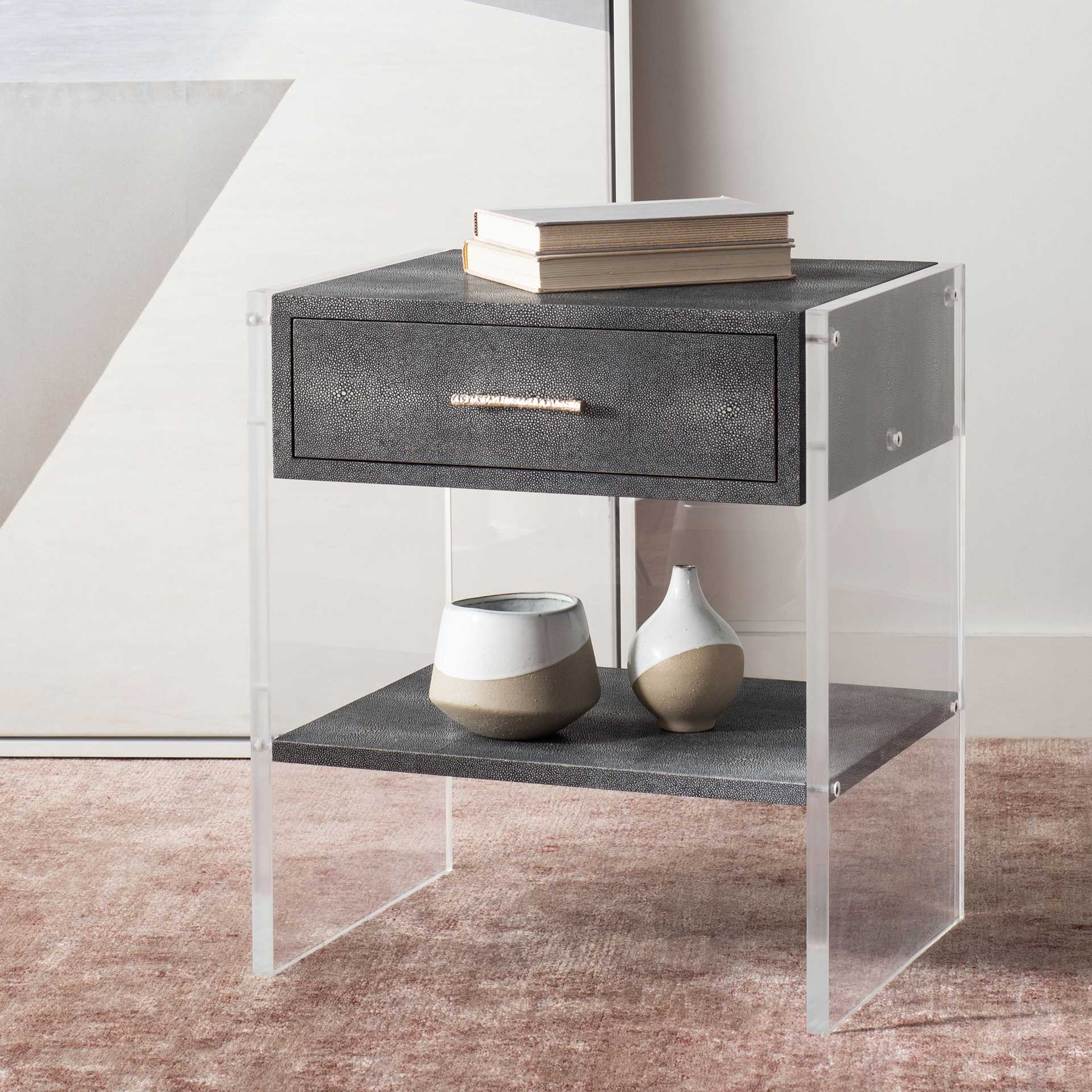 Kyler 1 Drawer Acrylic Nightstand Black - Image 9