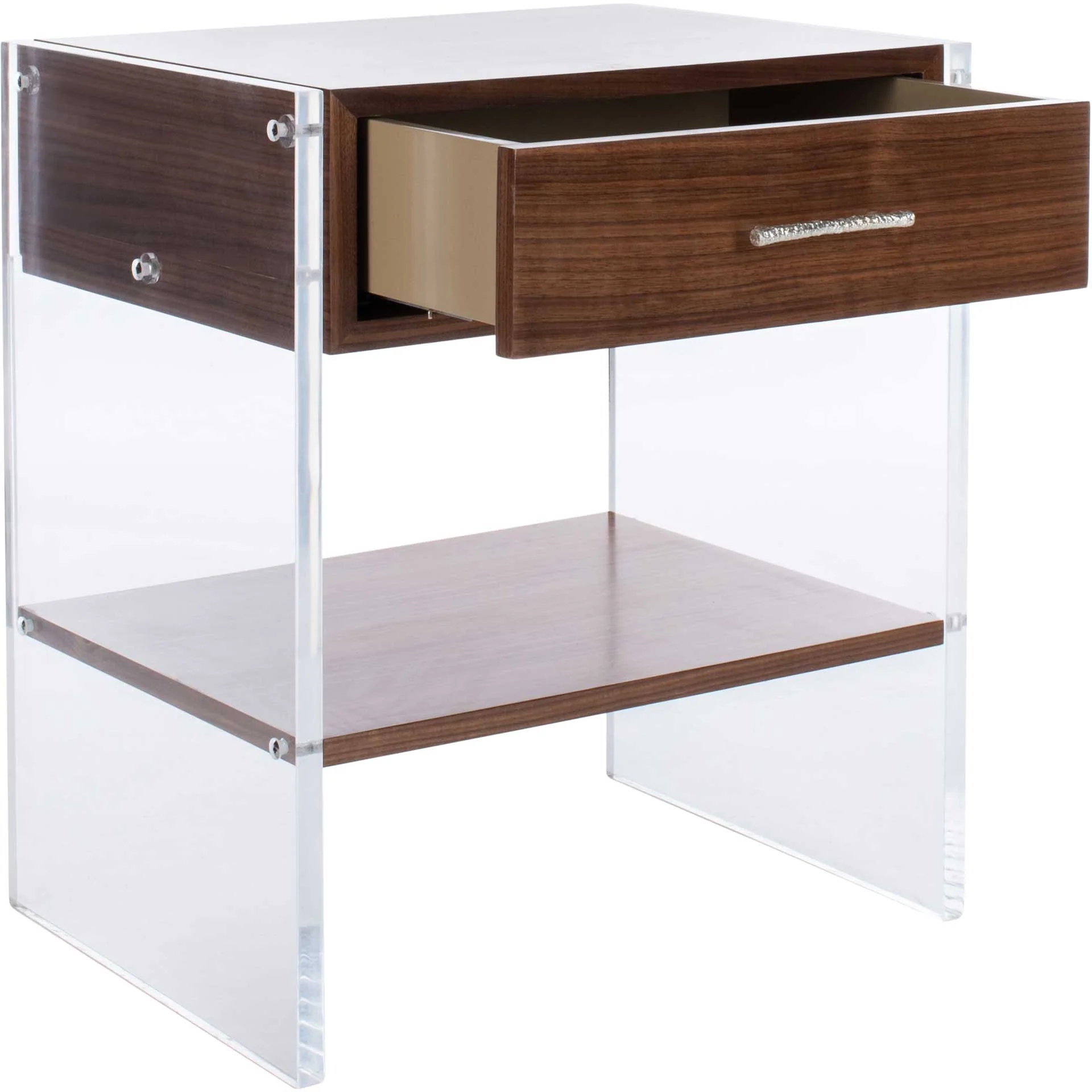 Kyler 1 Drawer Acrylic Nightstand Walnut - Image 2