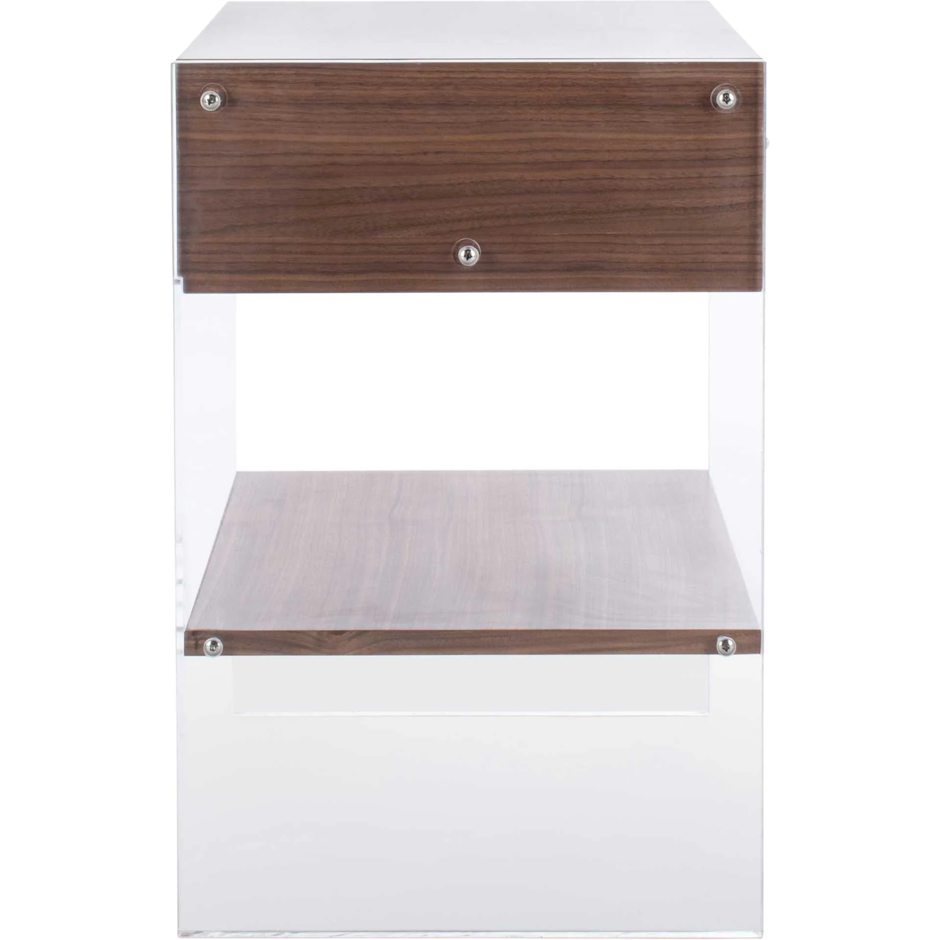 Kyler 1 Drawer Acrylic Nightstand Walnut - Image 3