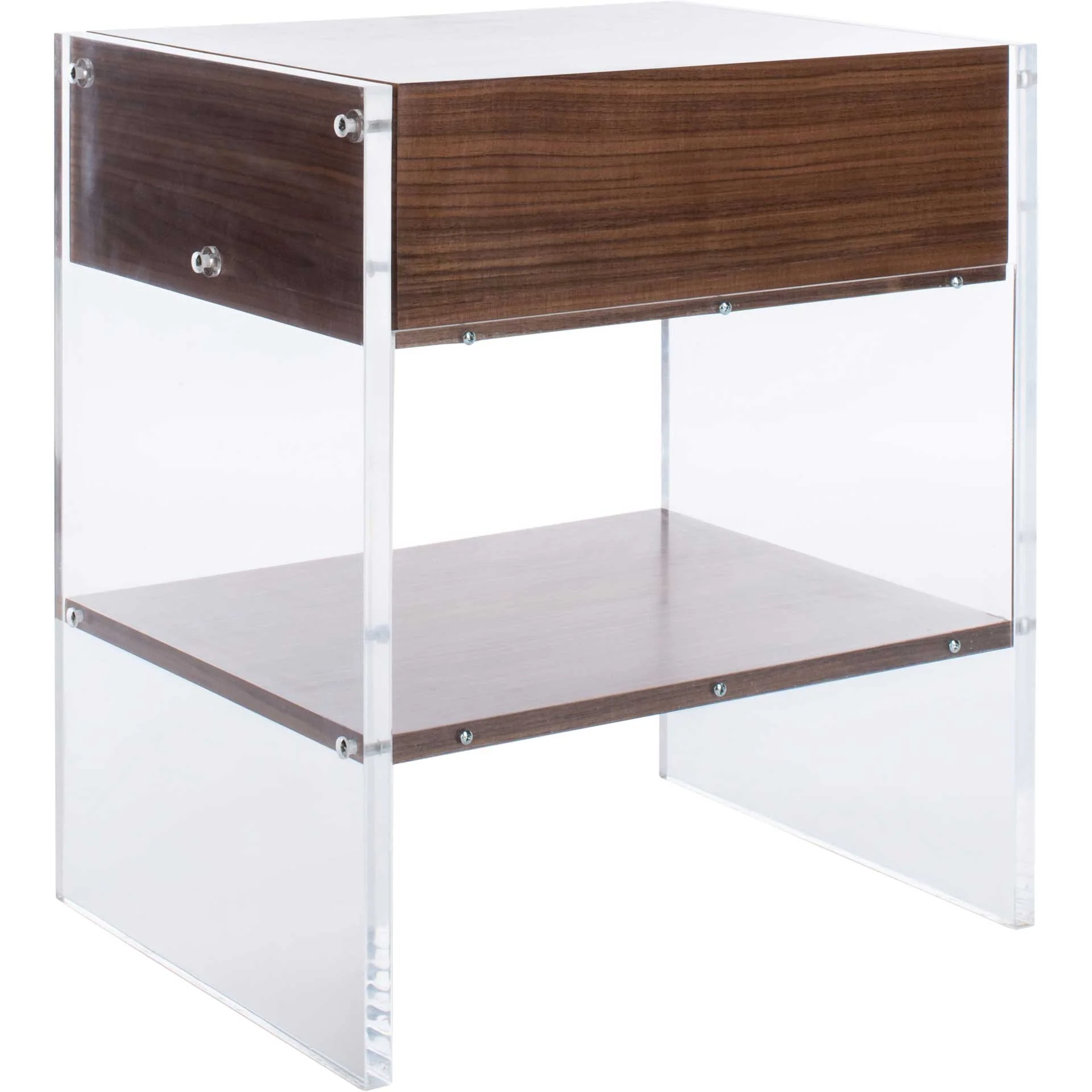 Kyler 1 Drawer Acrylic Nightstand Walnut - Image 4