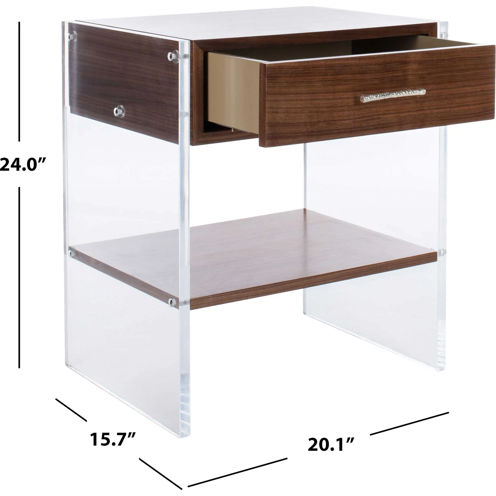 Kyler 1 Drawer Acrylic Nightstand Walnut - Image 8