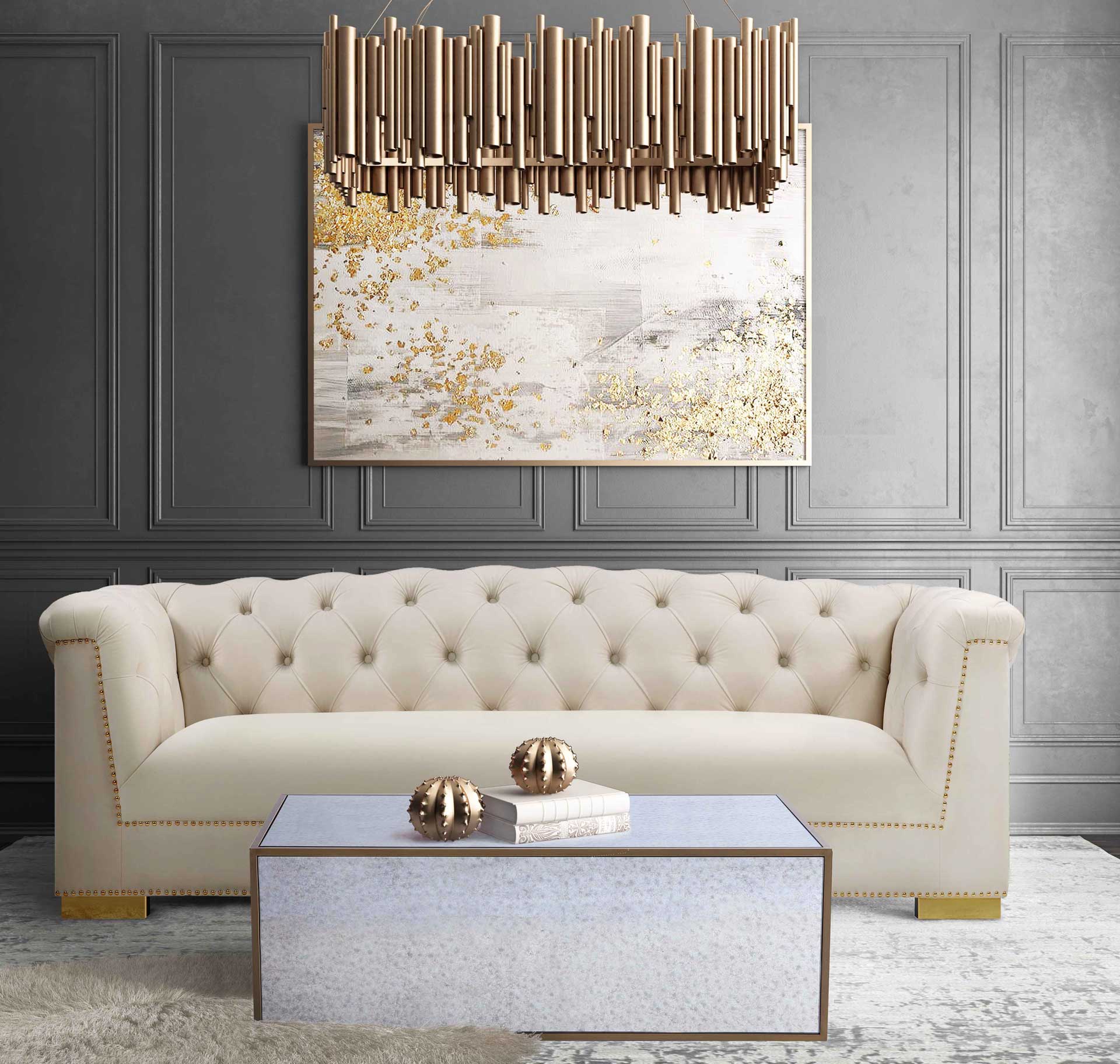 Lacey Mirrored Coffee Table Antique Mirror - Image 10
