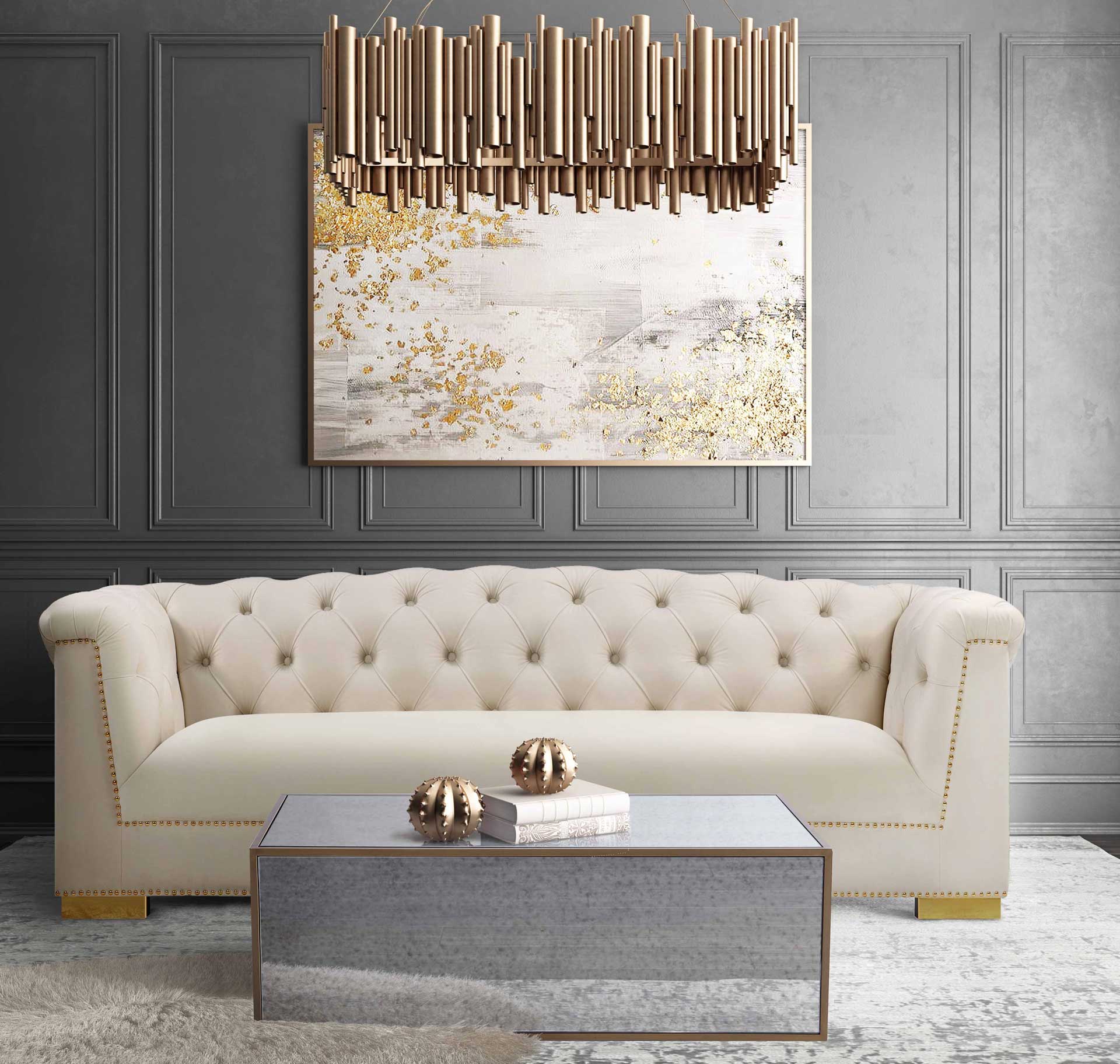 Lacey Mirrored Coffee Table Antique Mirror - Image 11