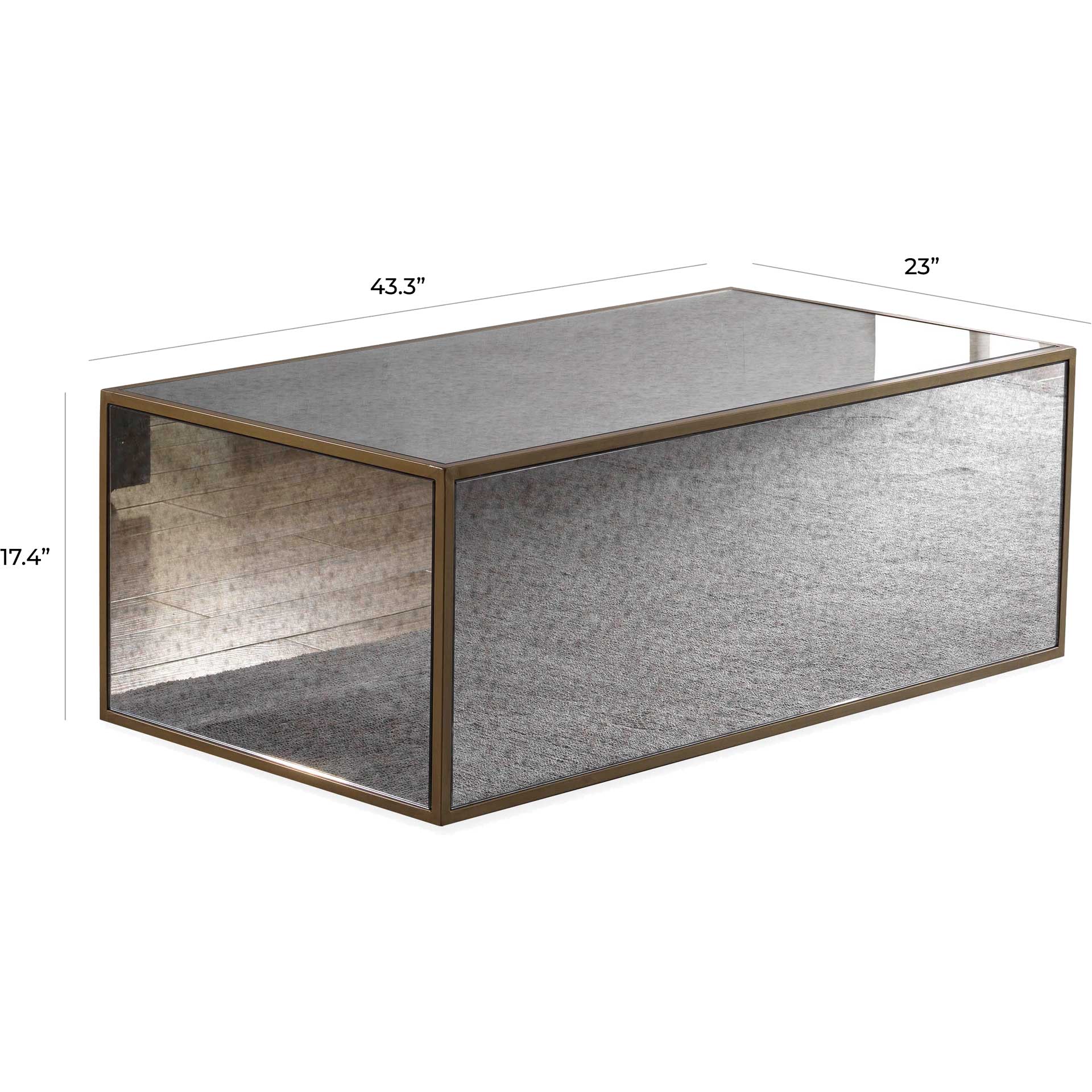 Lacey Mirrored Coffee Table Antique Mirror - Image 9