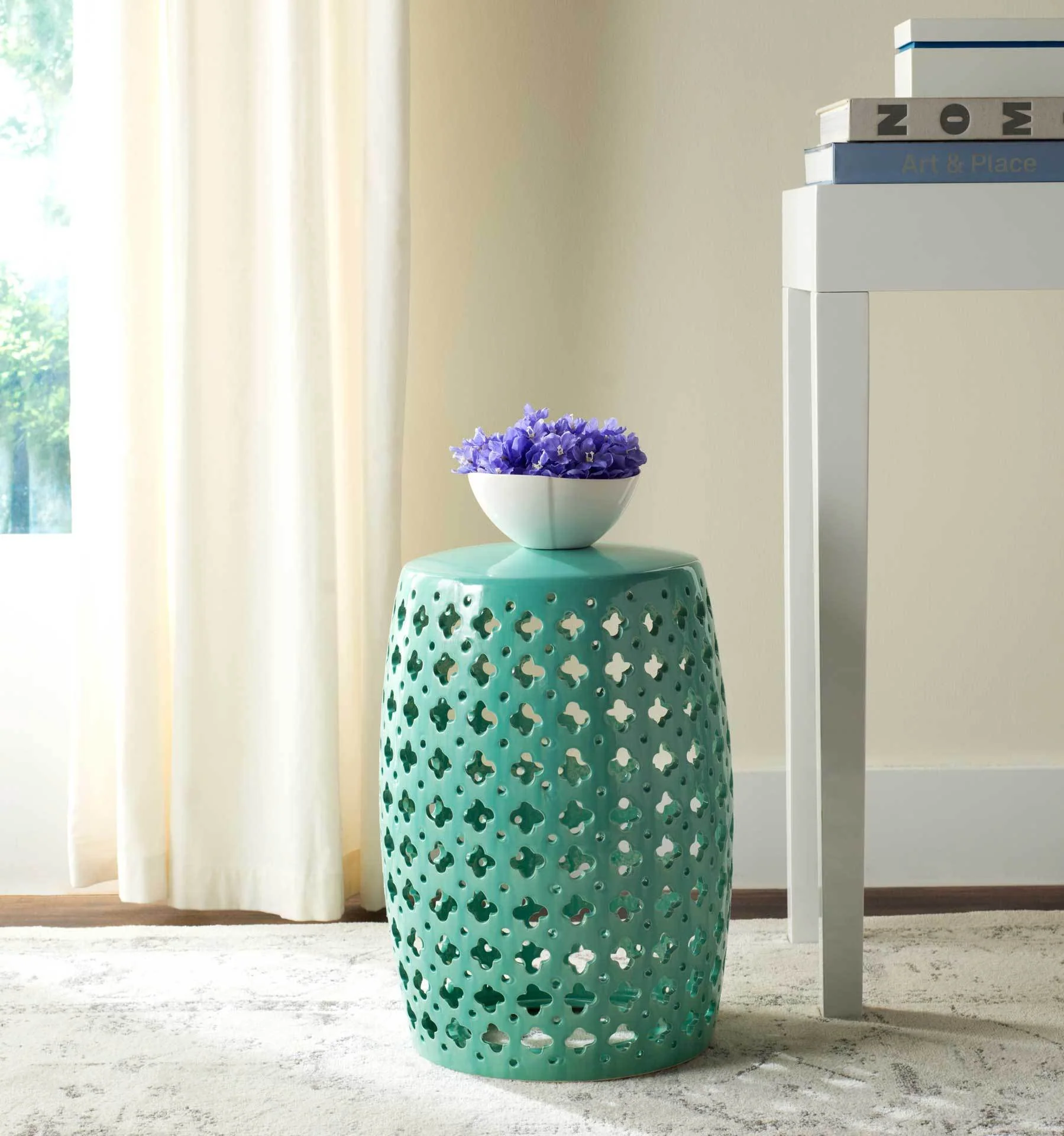 Laila Garden Stool Light Blue - Image 3