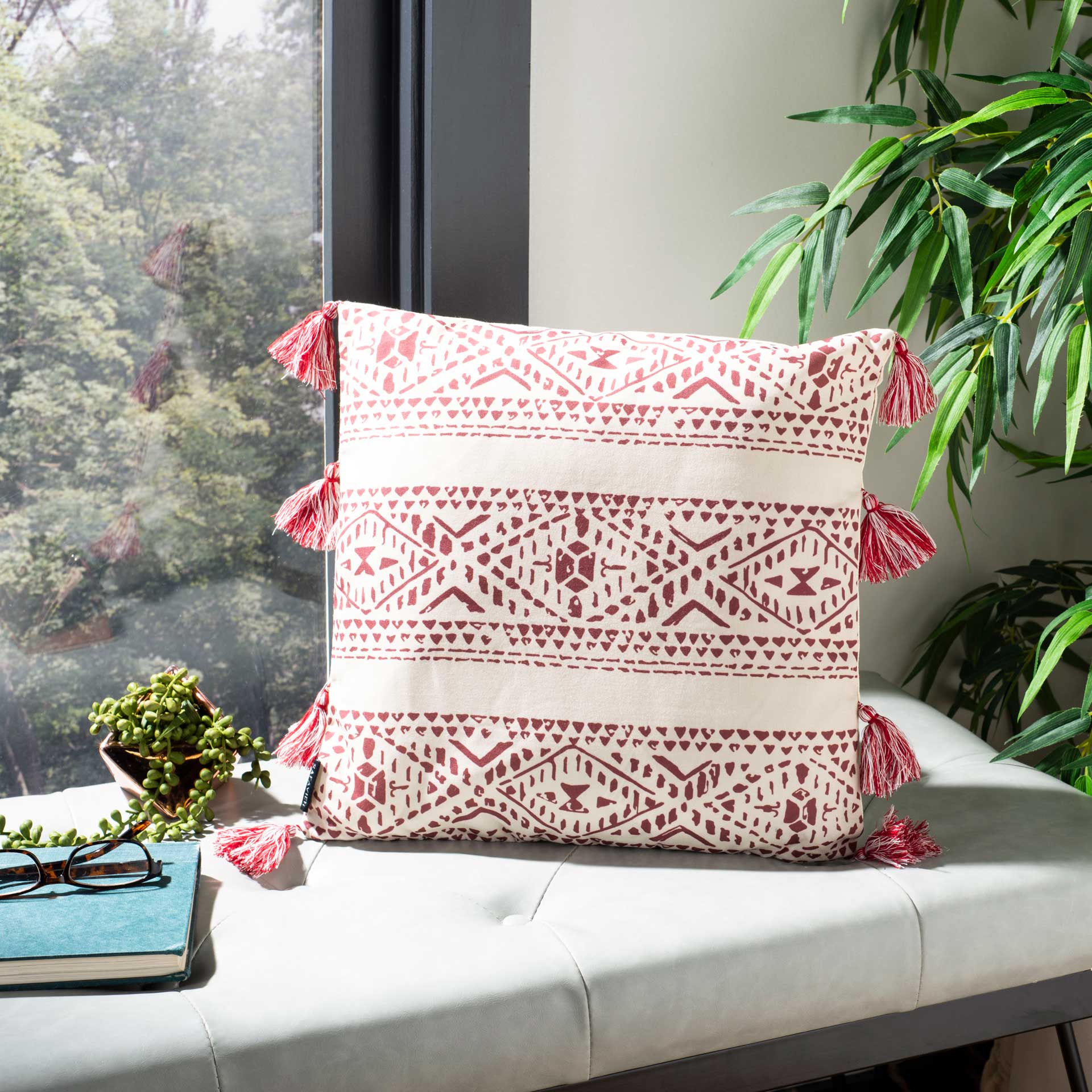Lakh Pillow Beige/Red - Image 4