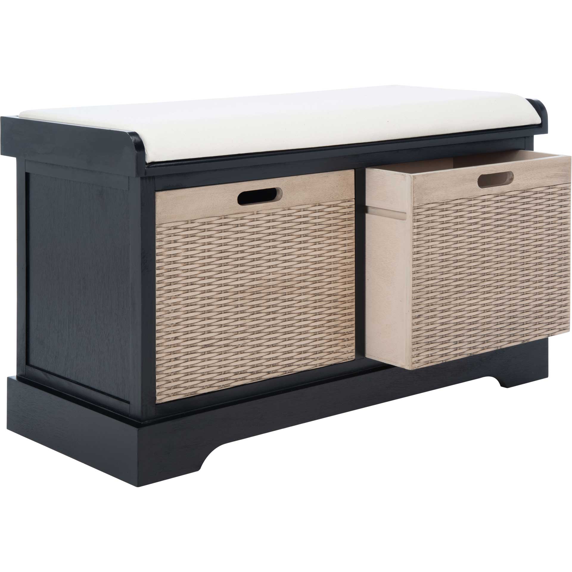 Lali 2 Drawer/Cushion Storage Bench Black - Image 2