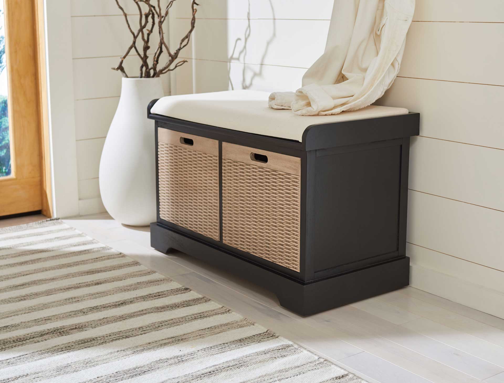 Lali 2 Drawer/Cushion Storage Bench Black - Image 9
