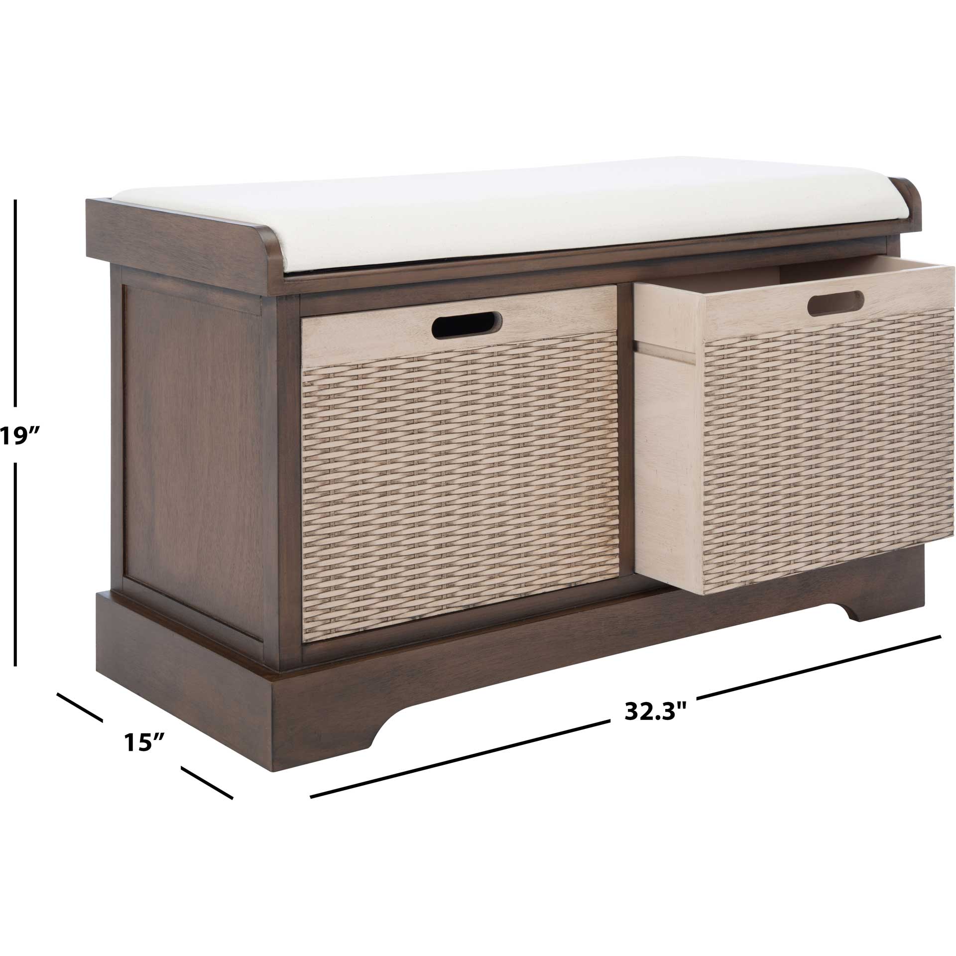 Lali 2 Drawer/Cushion Storage Bench Brown - Image 10