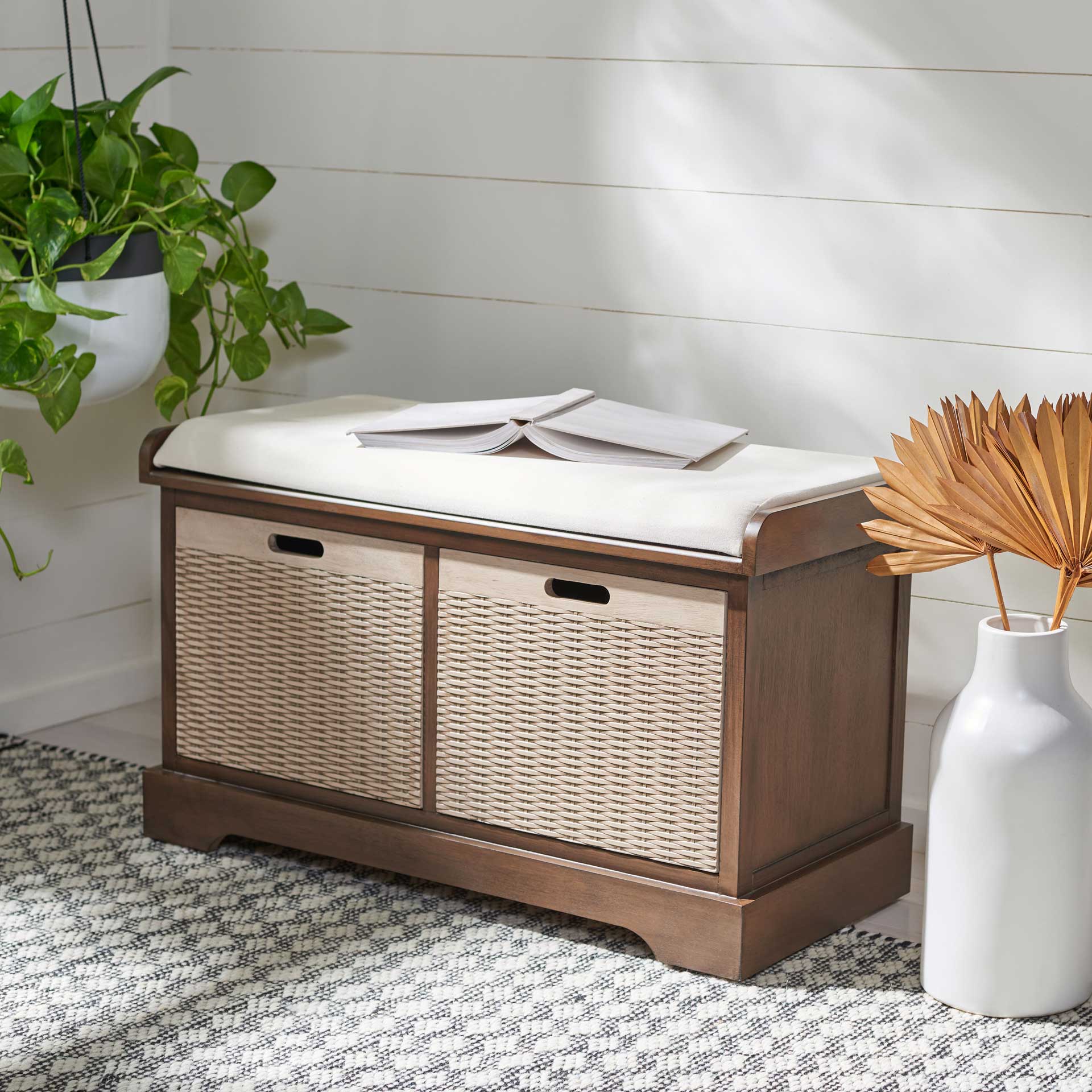 Lali 2 Drawer/Cushion Storage Bench Brown - Image 8