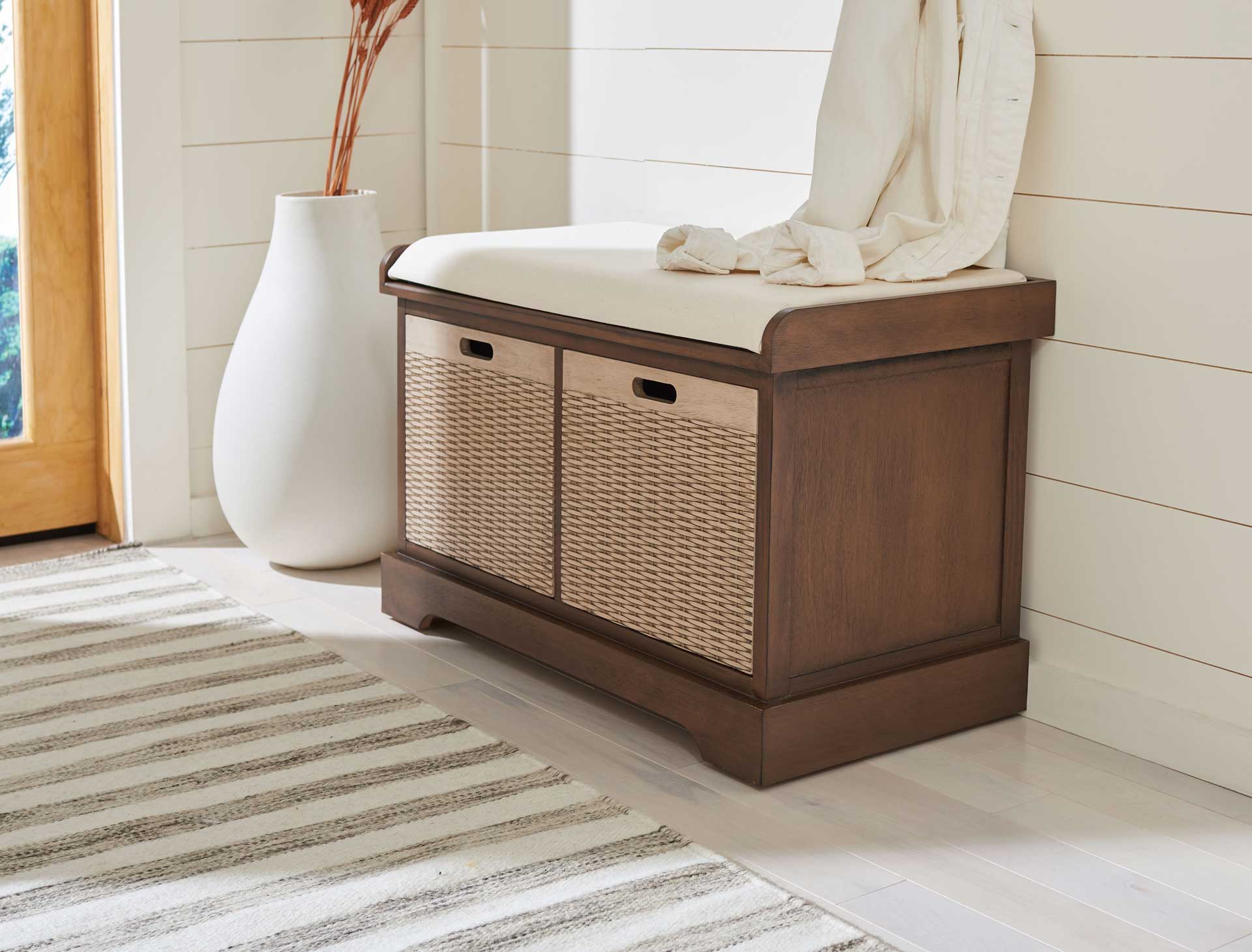 Lali 2 Drawer/Cushion Storage Bench Brown - Image 9