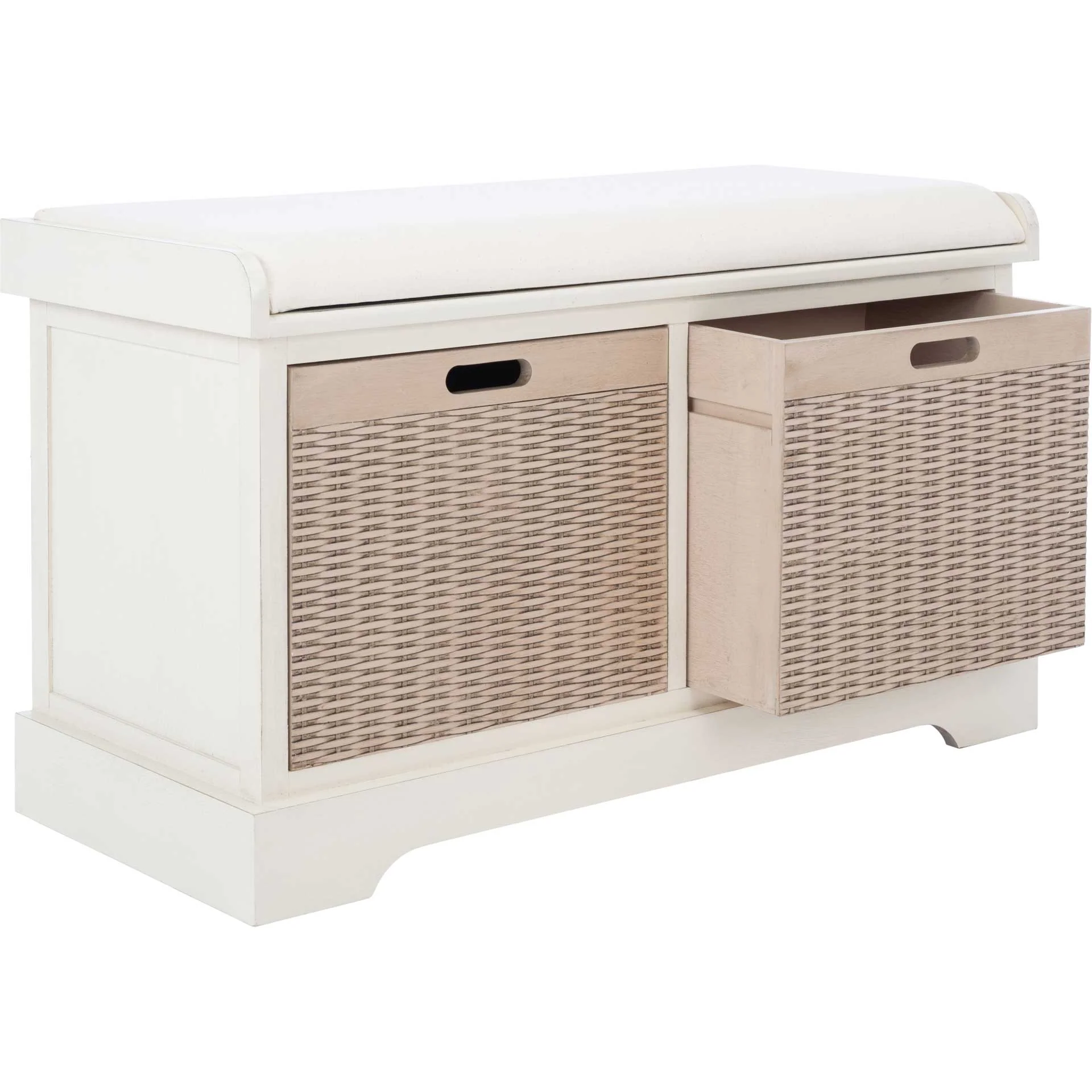 Lali 2 Drawer/Cushion Storage Bench Distressed White - Image 2