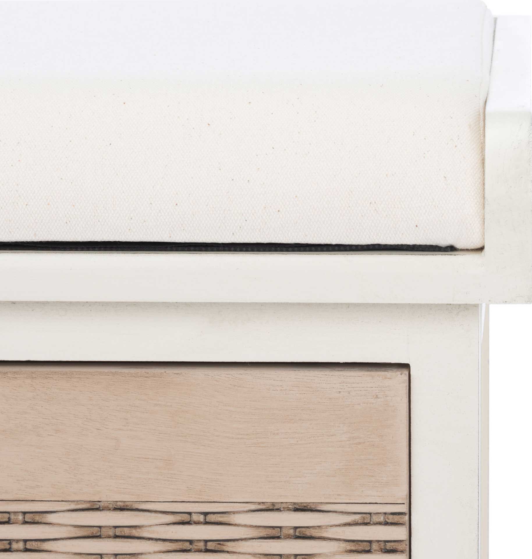Lali 2 Drawer/Cushion Storage Bench Distressed White - Image 5