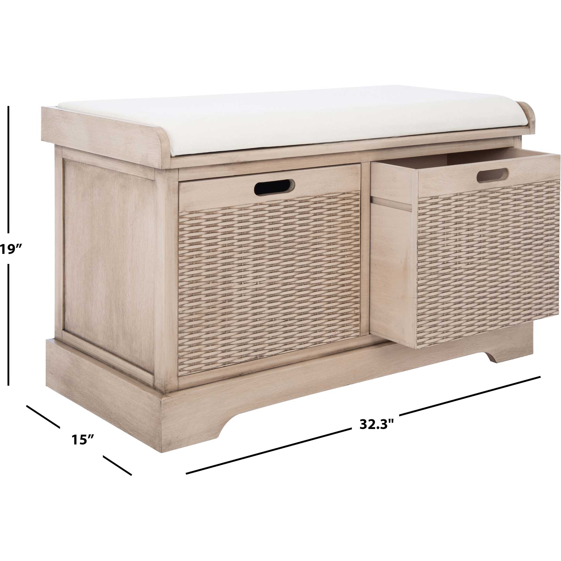 Lali 2 Drawer/Cushion Storage Bench Sand - Image 10