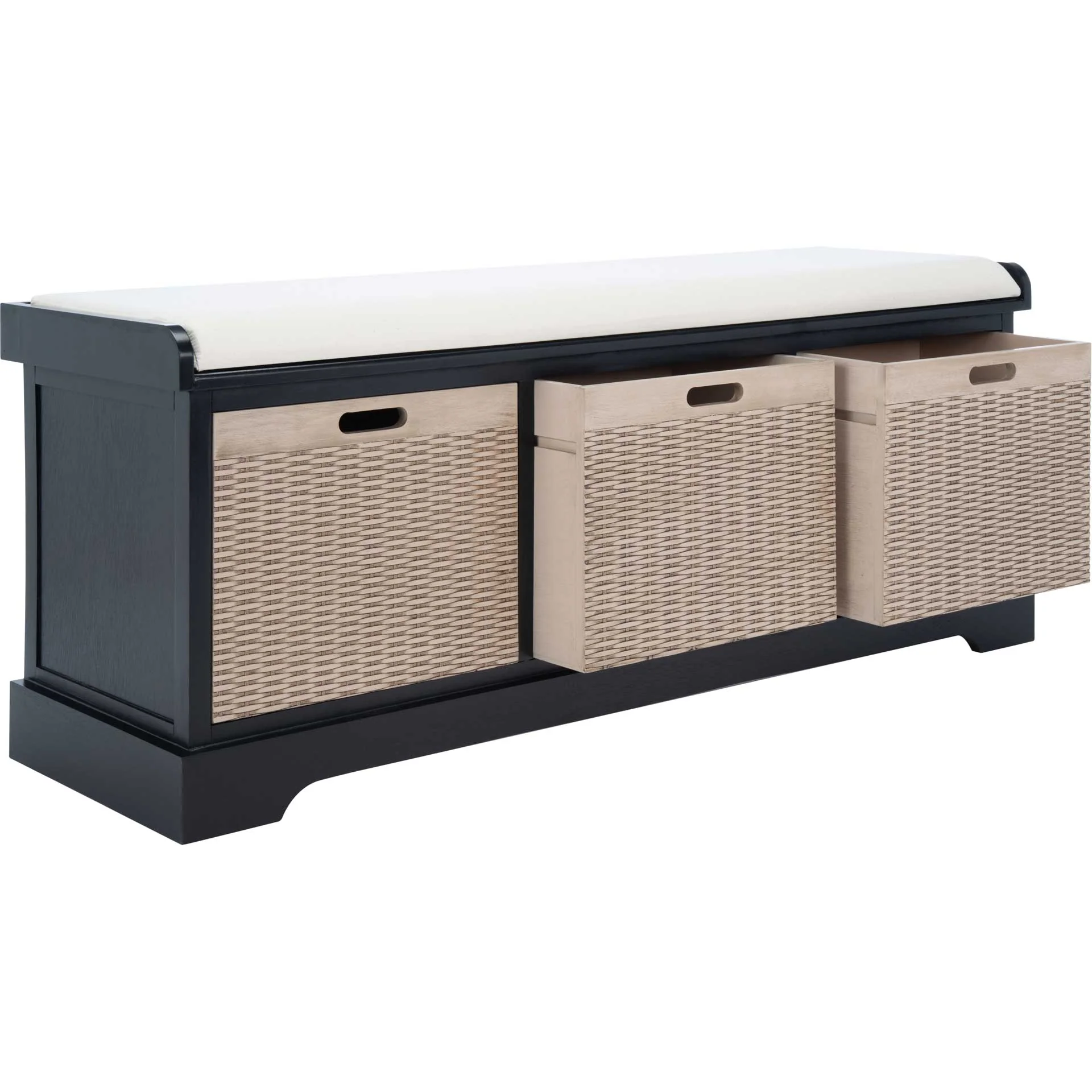 Lali 3 Drawer/Cushion Storage Bench Black - Image 2