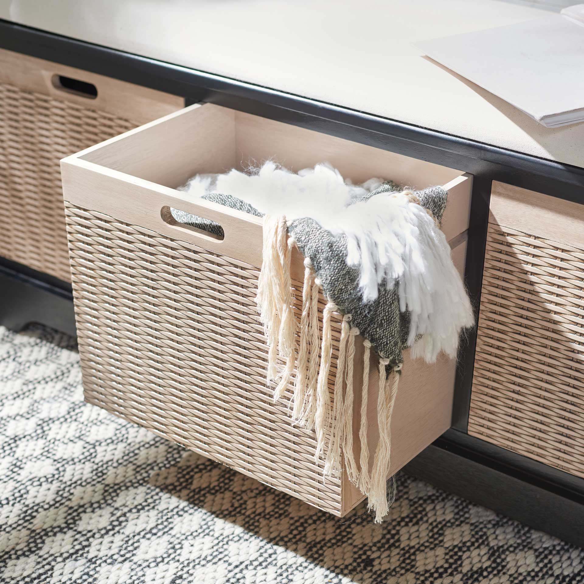 Lali 3 Drawer/Cushion Storage Bench Black - Image 7