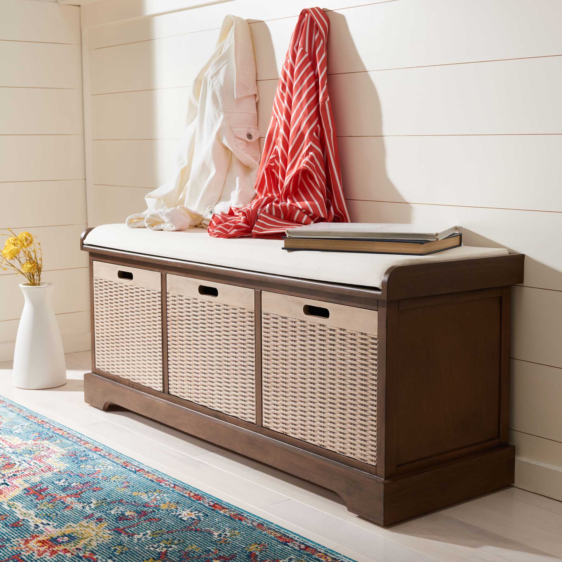 Lali 3 Drawer/Cushion Storage Bench Brown - Image 10