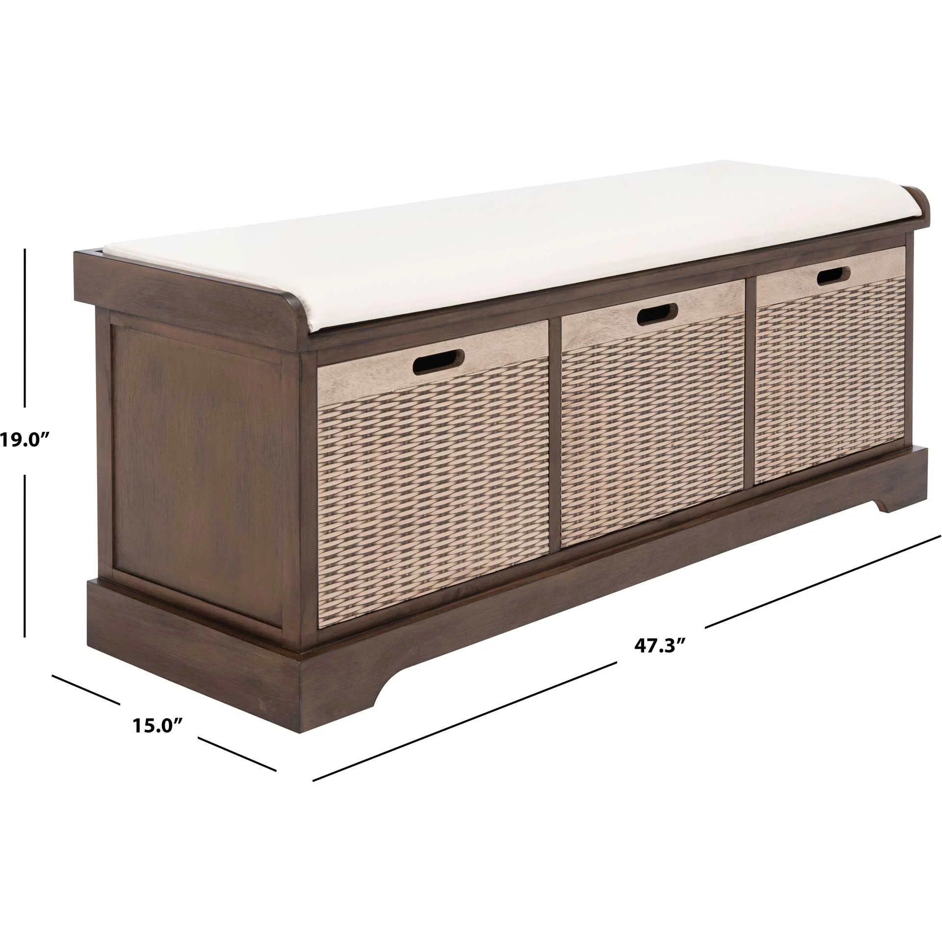 Lali 3 Drawer/Cushion Storage Bench Brown - Image 11
