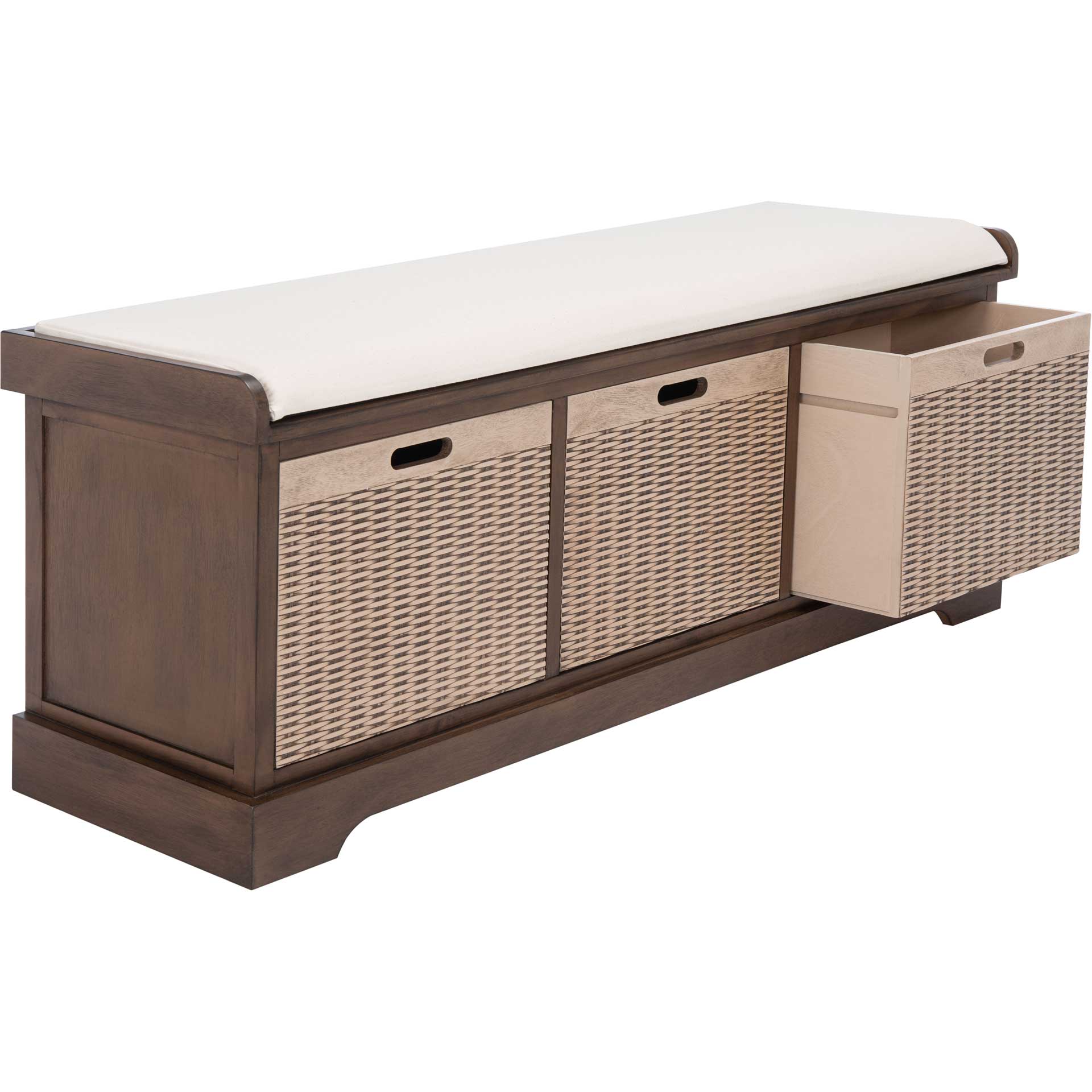 Lali 3 Drawer/Cushion Storage Bench Brown - Image 2
