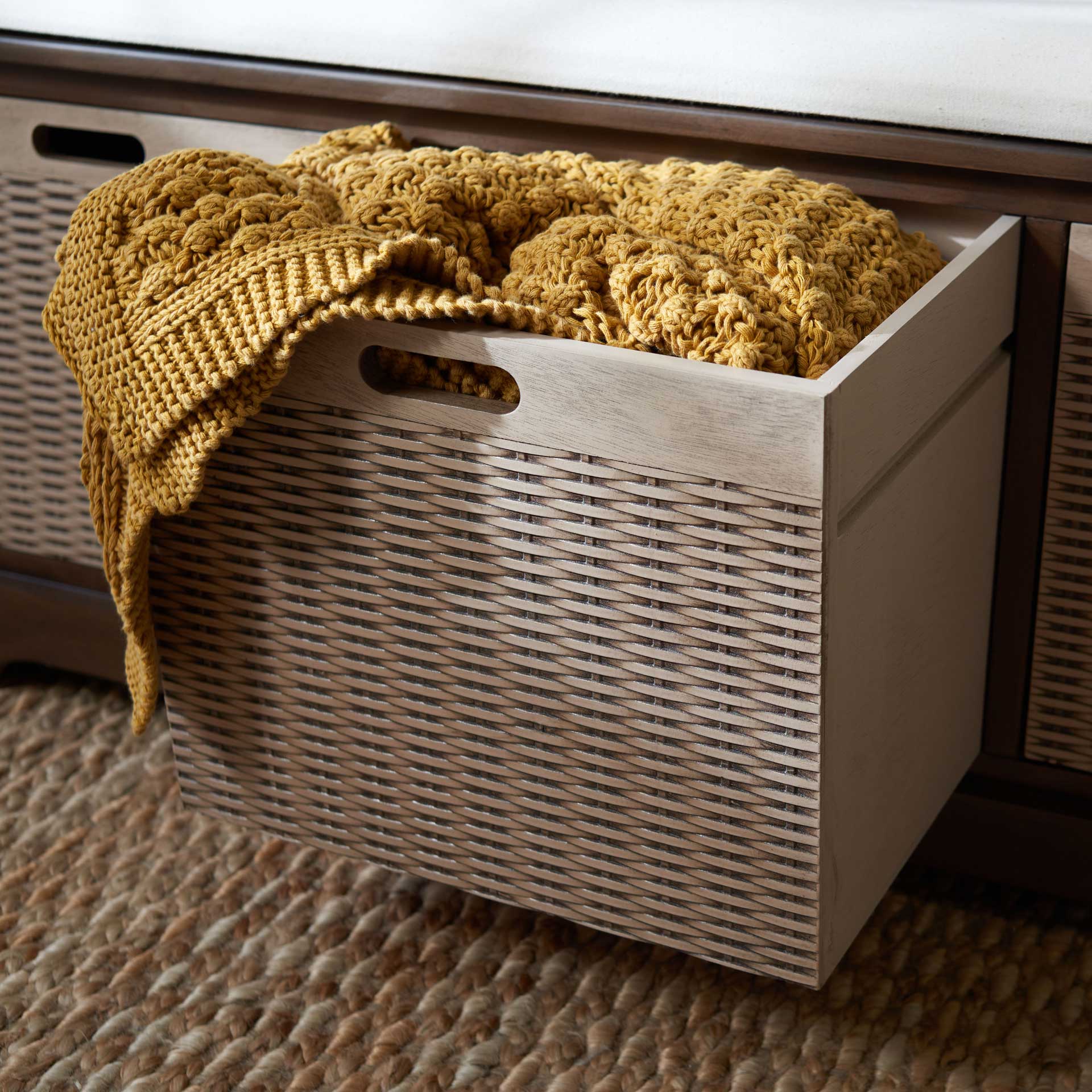 Lali 3 Drawer/Cushion Storage Bench Brown - Image 8