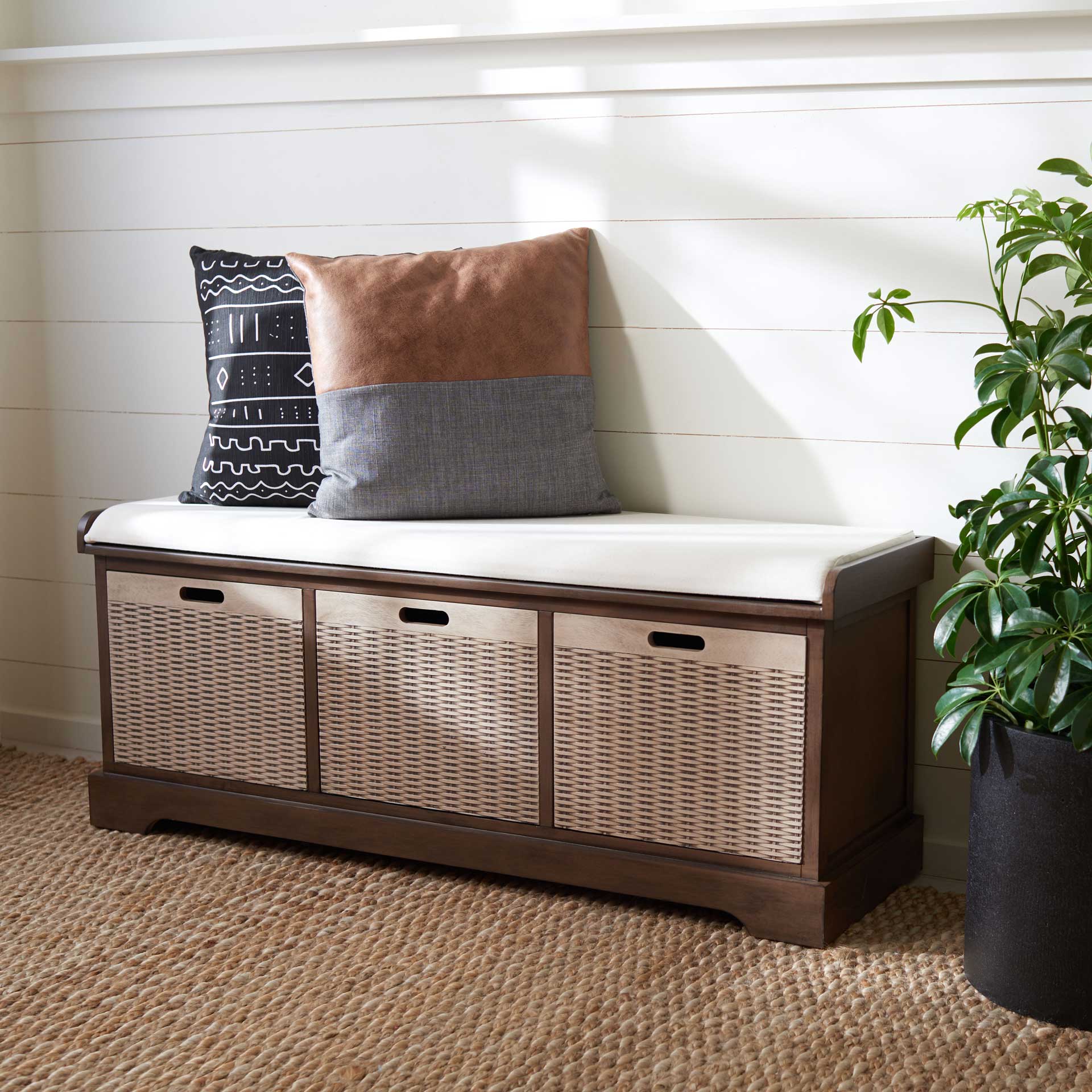 Lali 3 Drawer/Cushion Storage Bench Brown - Image 9