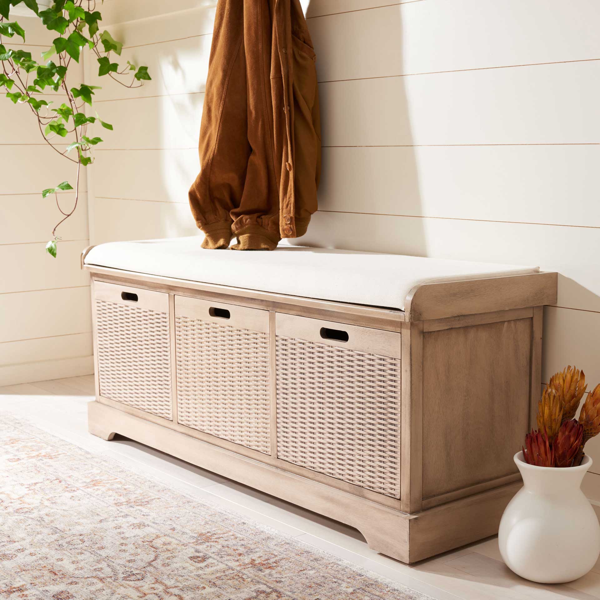 Lali 3 Drawer/Cushion Storage Bench Sand - Image 10