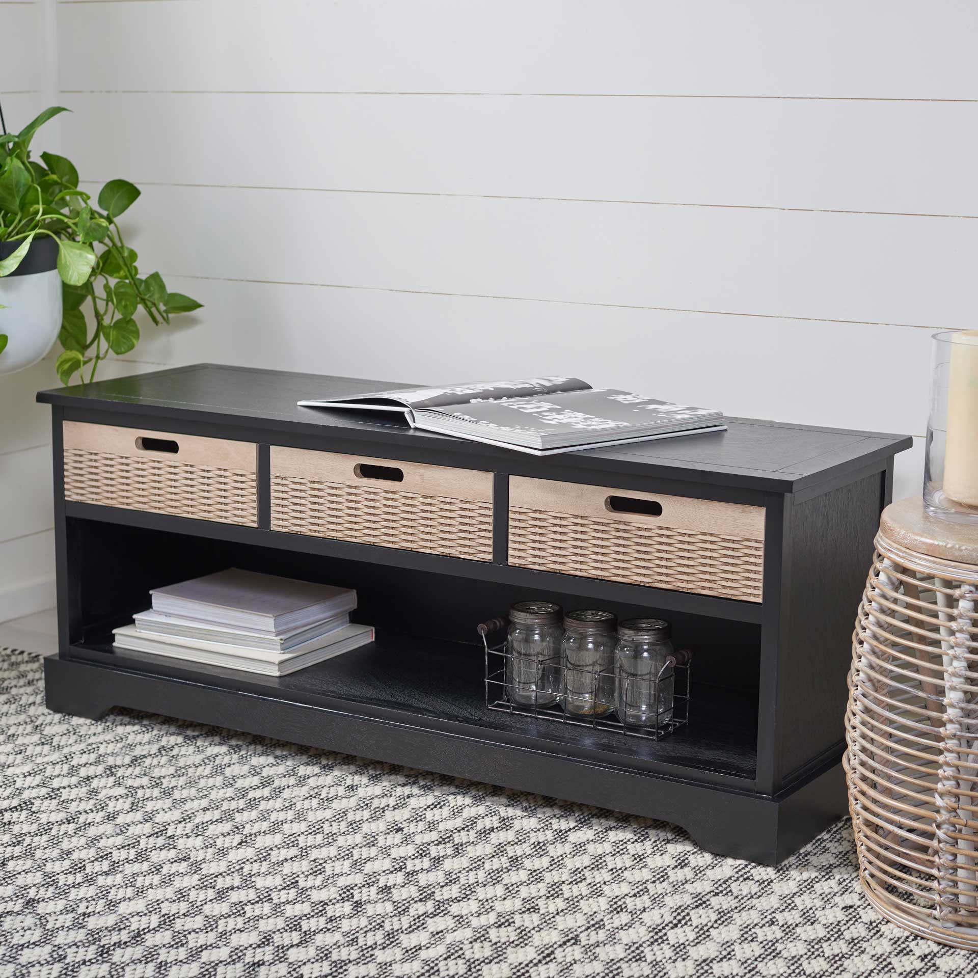 Lali 3 Drawer Storage Bench Black - Image 8