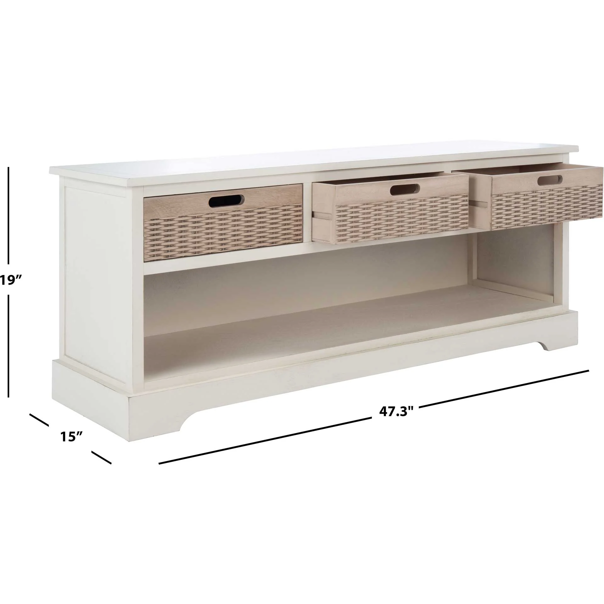 Lali 3 Drawer Storage Bench Distressed White - Image 10