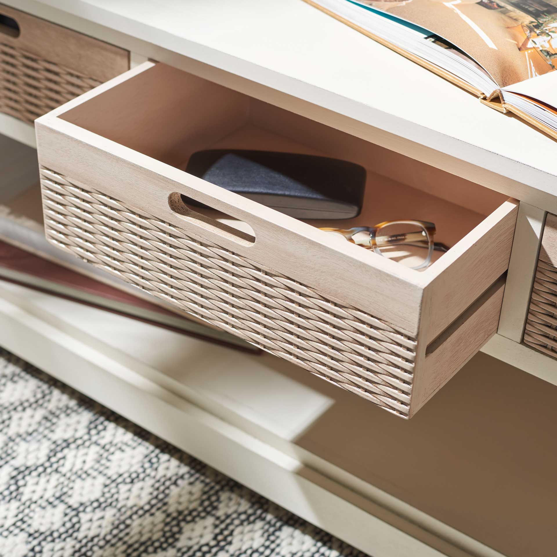 Lali 3 Drawer Storage Bench Distressed White - Image 7